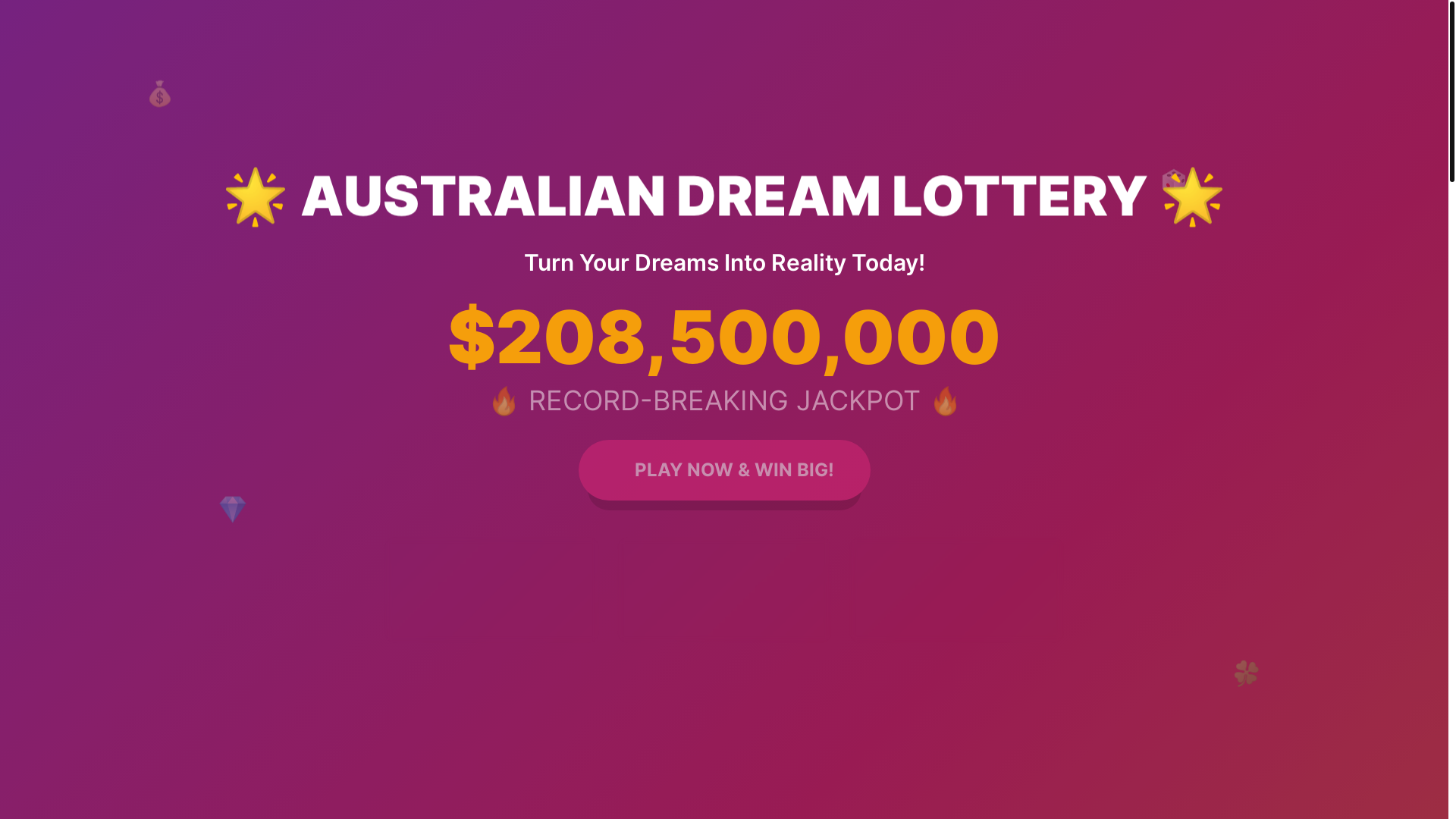 website screenshot of https://aussiemegajackpot.com/