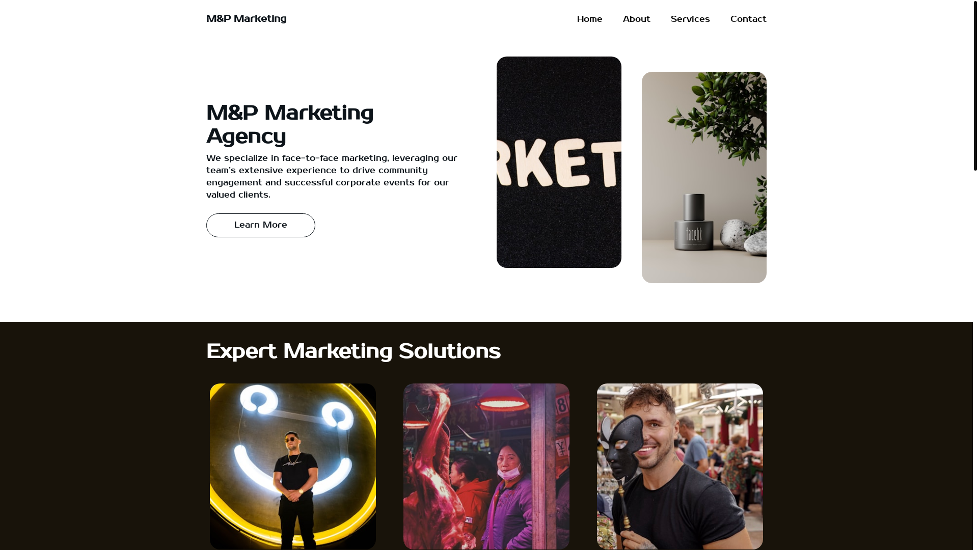 website screenshot of https://mandpmarketing.ca/