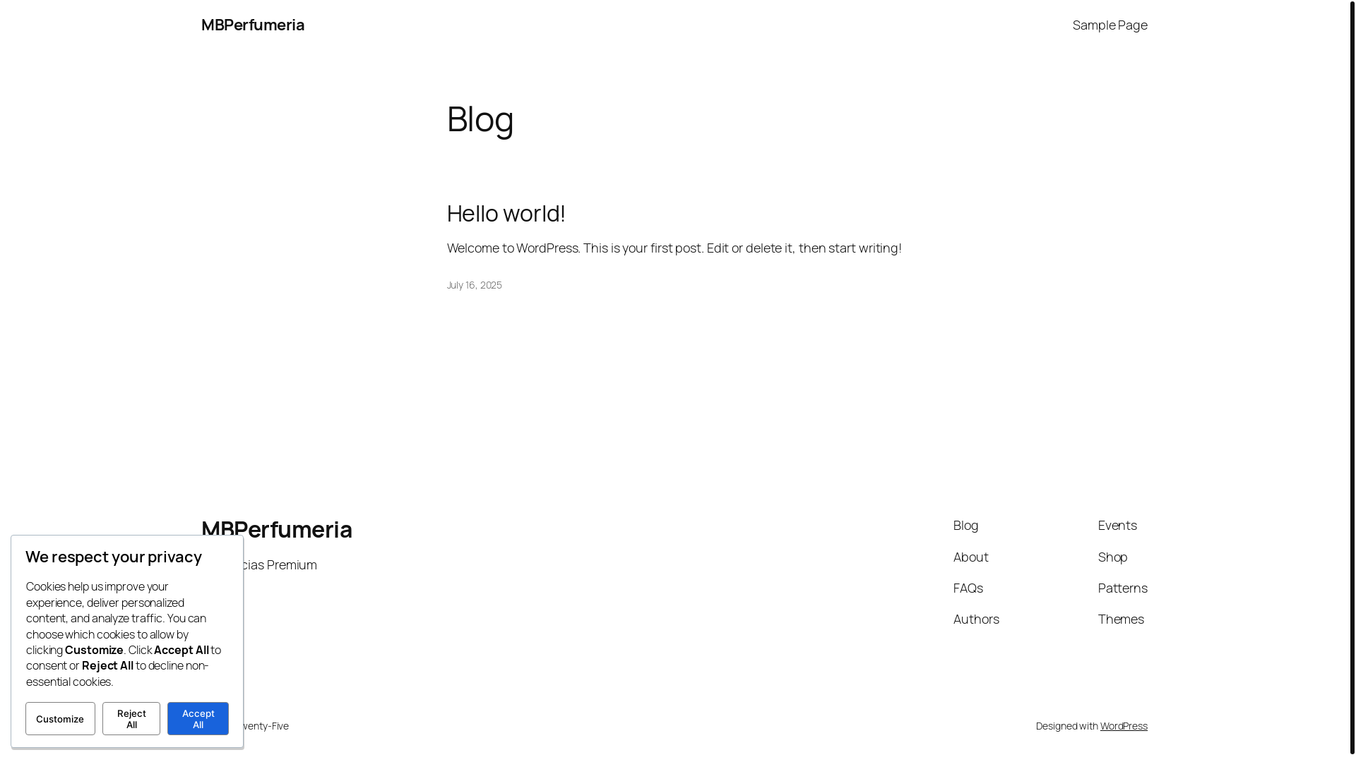 website screenshot of https://mbperfumeria.shop/