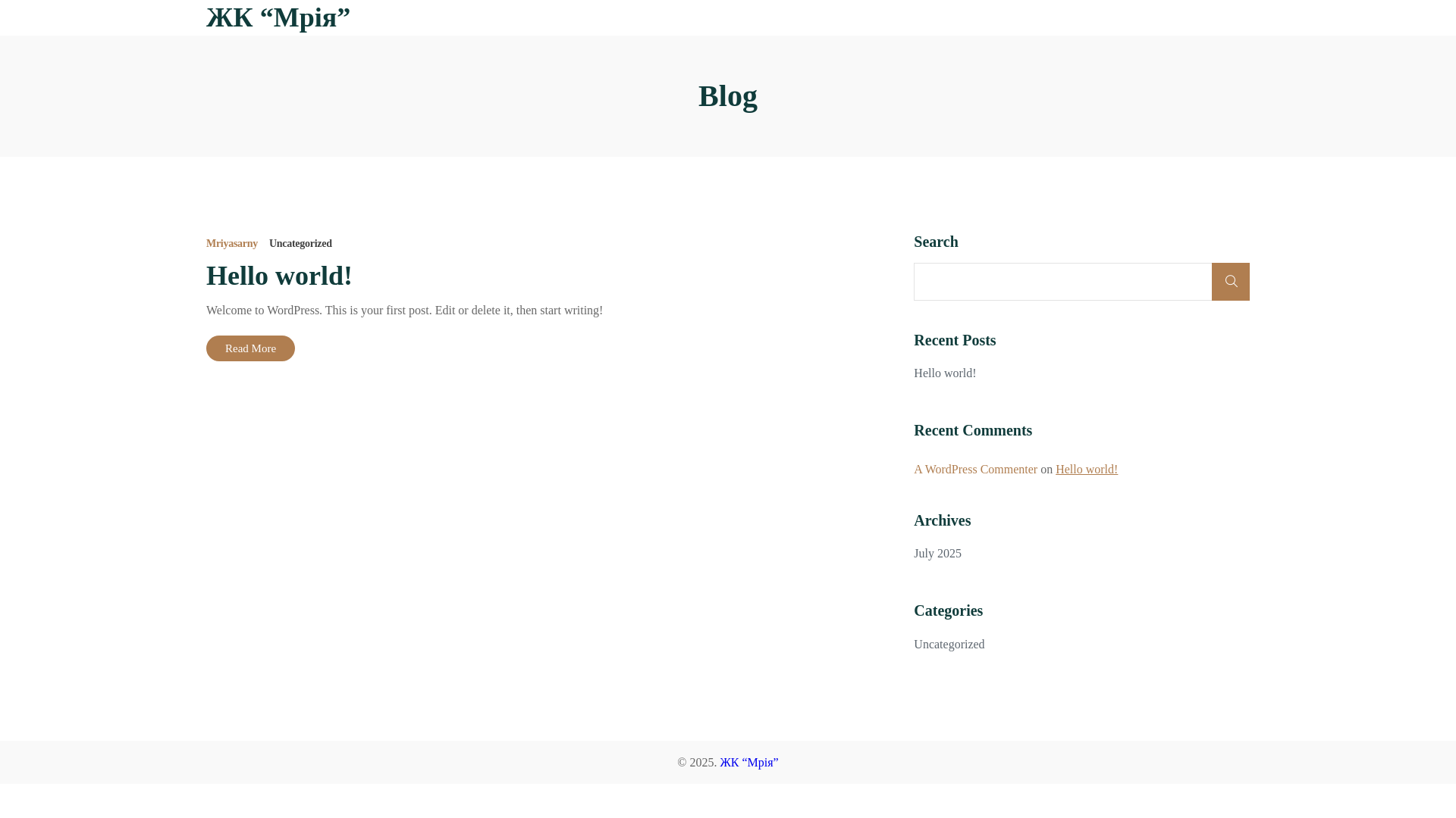website screenshot of https://mriyaresidence.com/