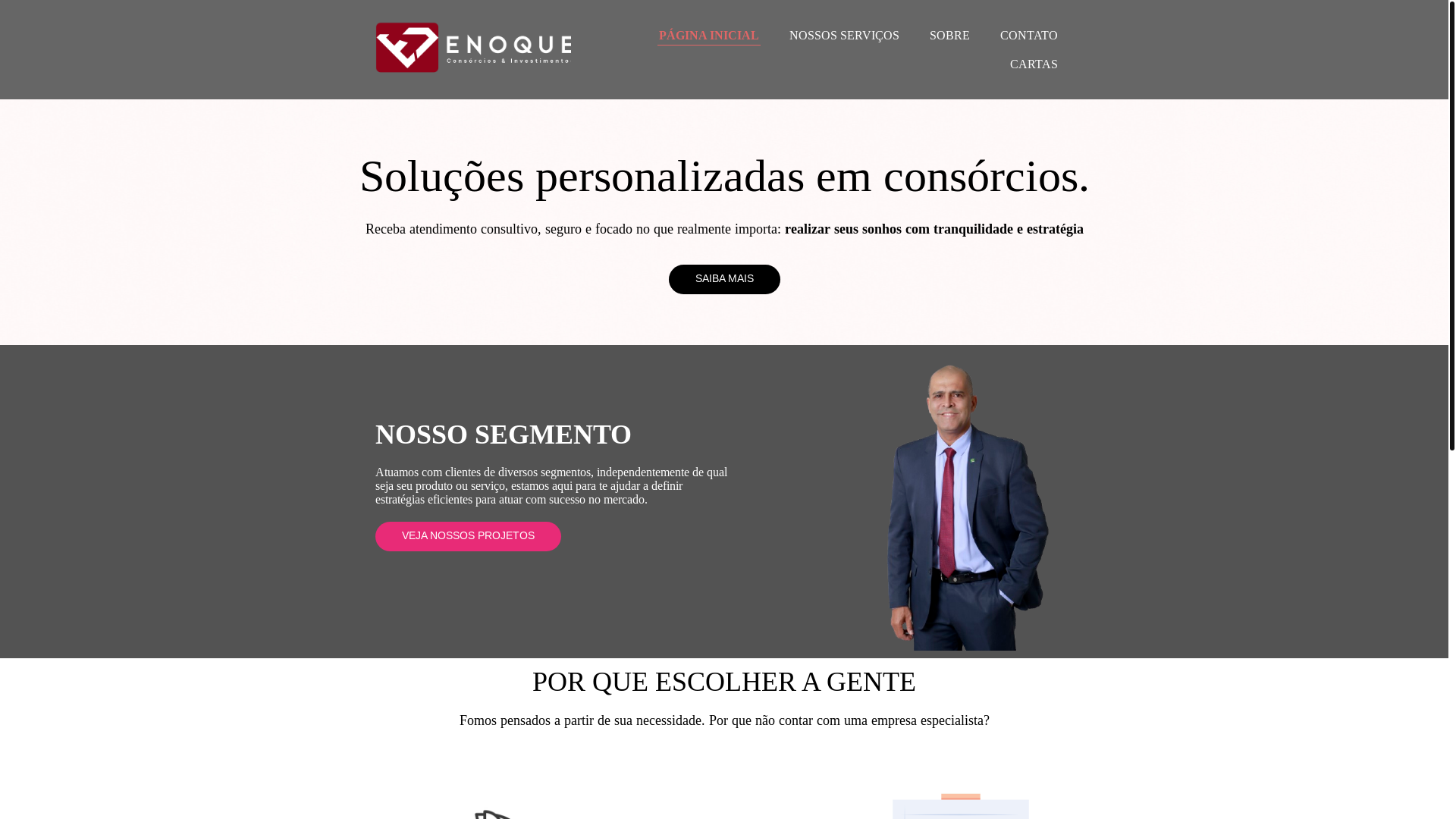 website screenshot of https://enoqueconsorcios.com.br/