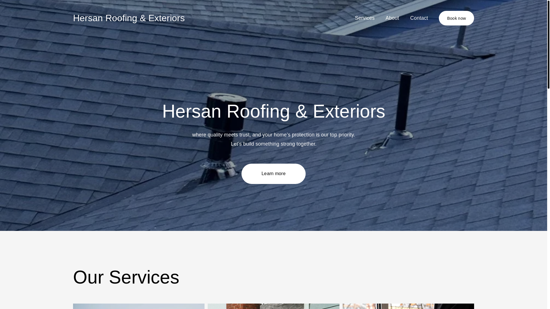 website screenshot of https://hersanroofingexteriors.com/