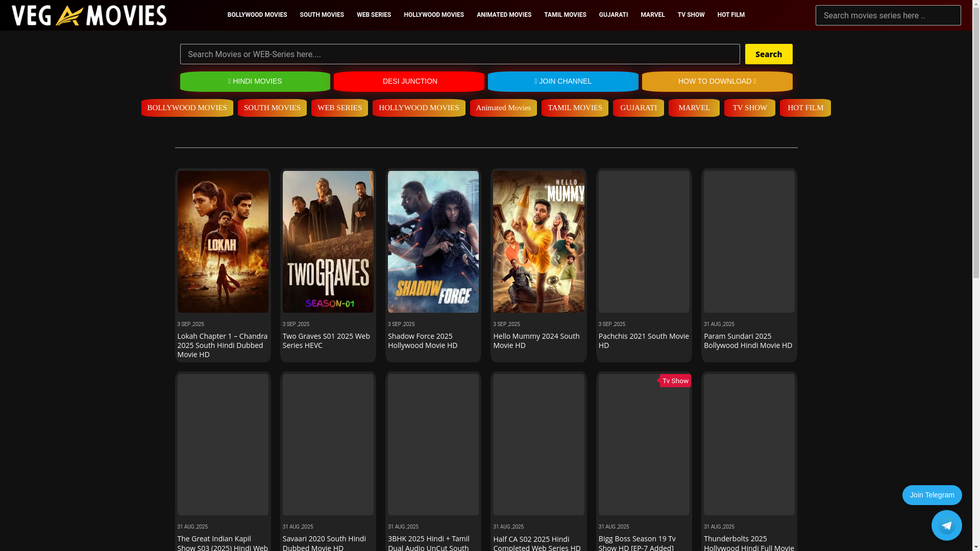 website screenshot of https://vegamoviesx.biz/