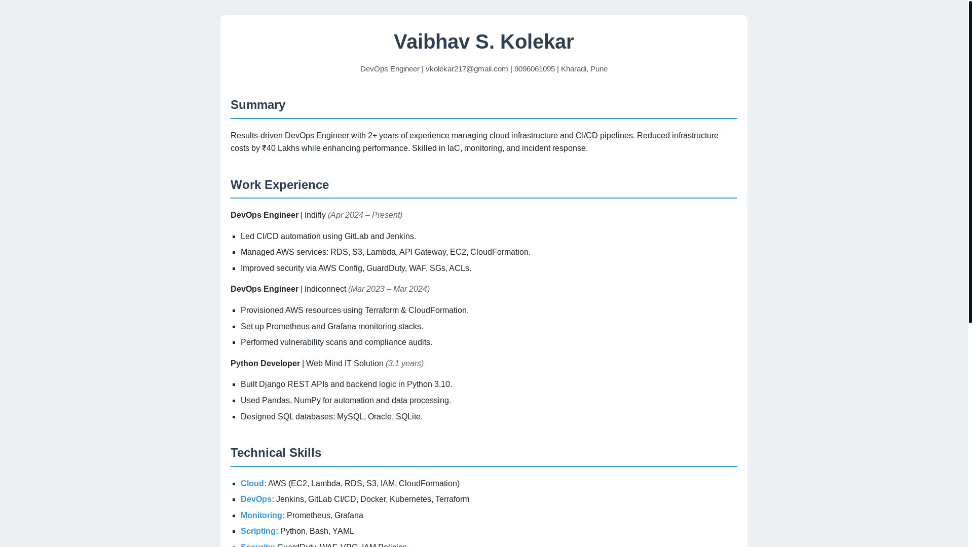 website screenshot of https://vkops.co.in/