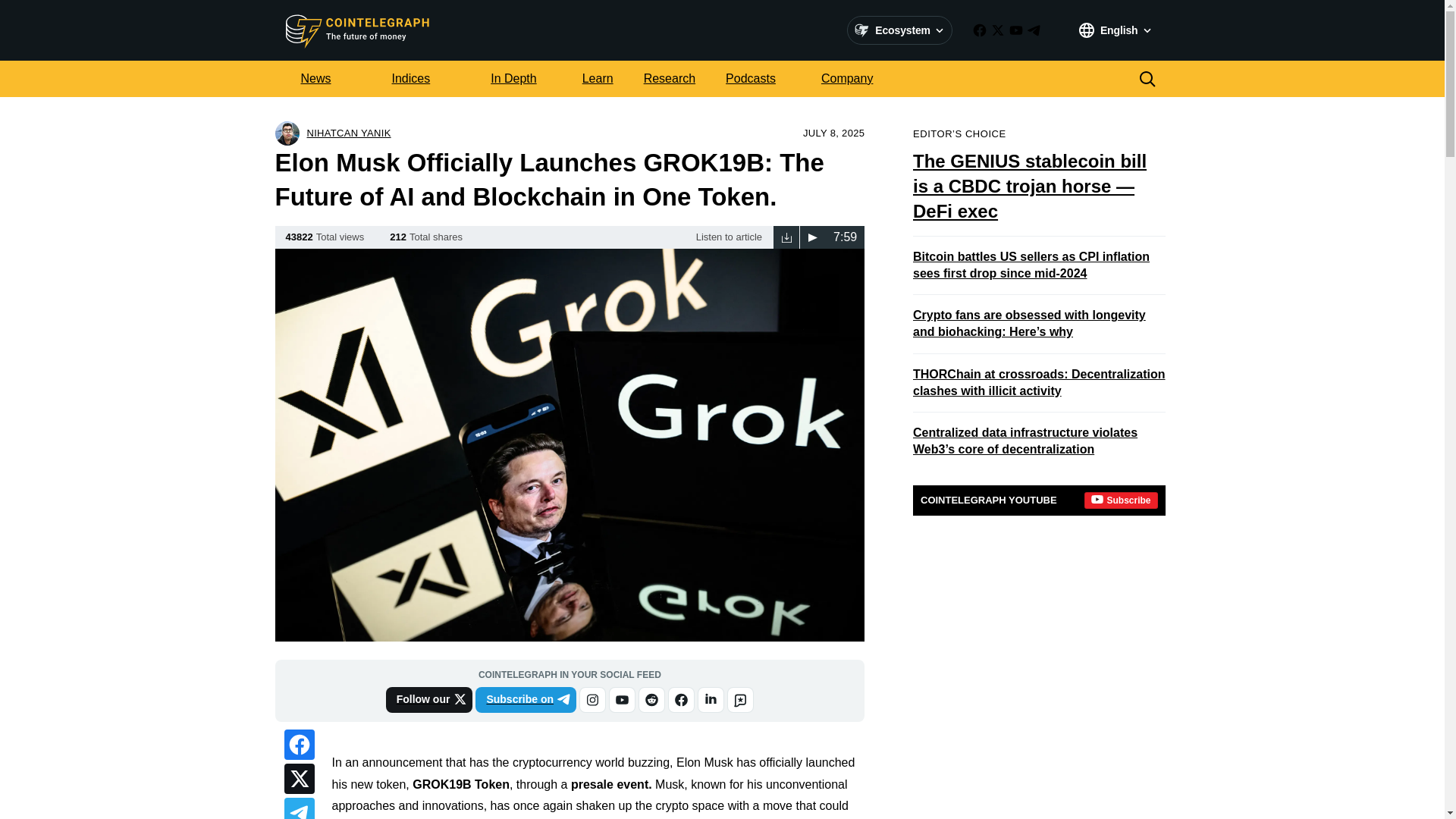 website screenshot of https://grok19b-cointelegraph.com/