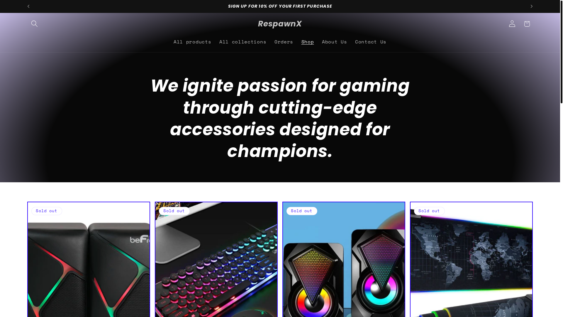 website screenshot of https://respawnx.us/