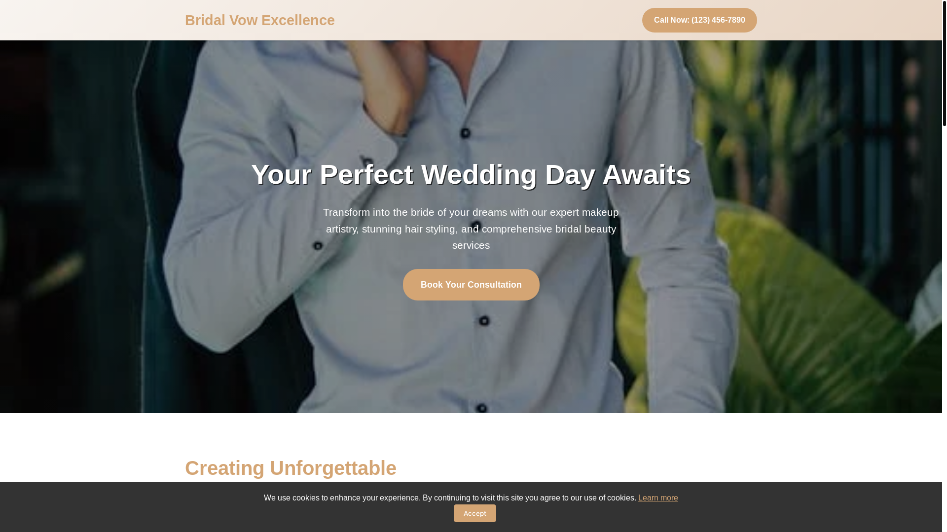 website screenshot of https://bridalvowexcellence.beauty/