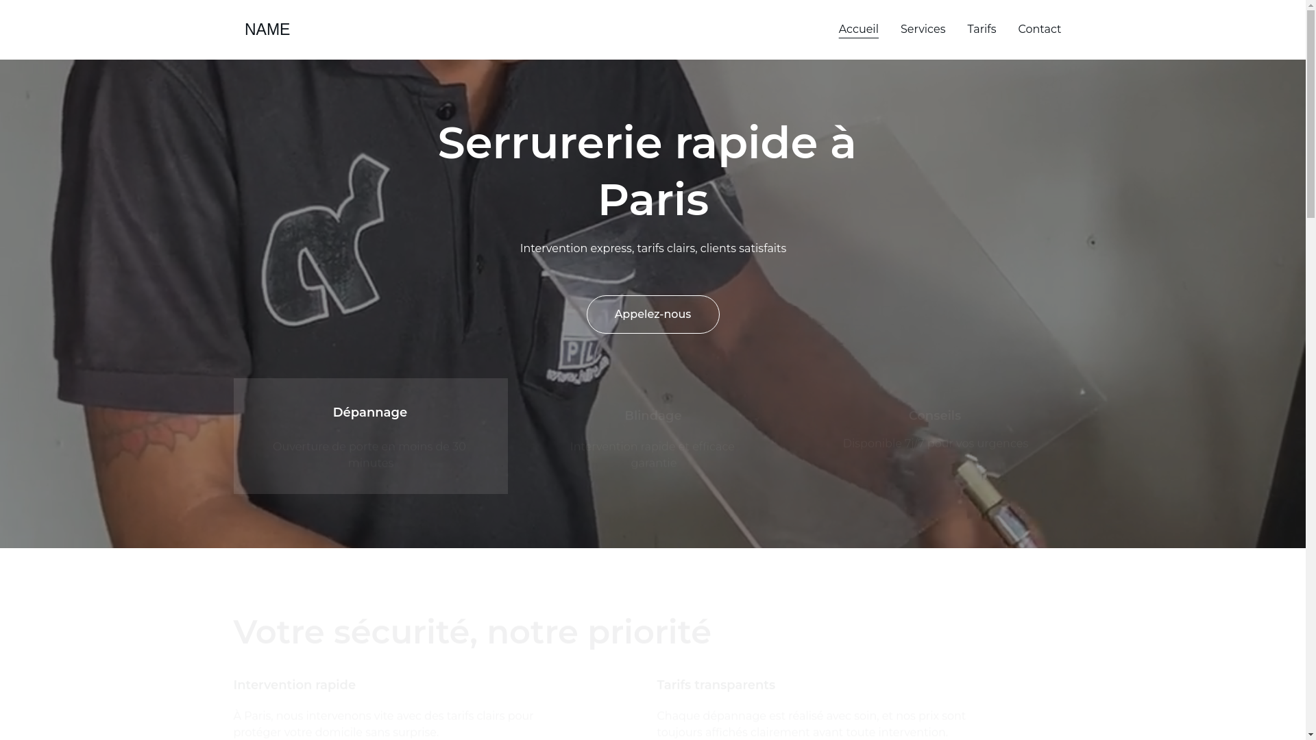 website screenshot of https://name-serrurerie.fr/