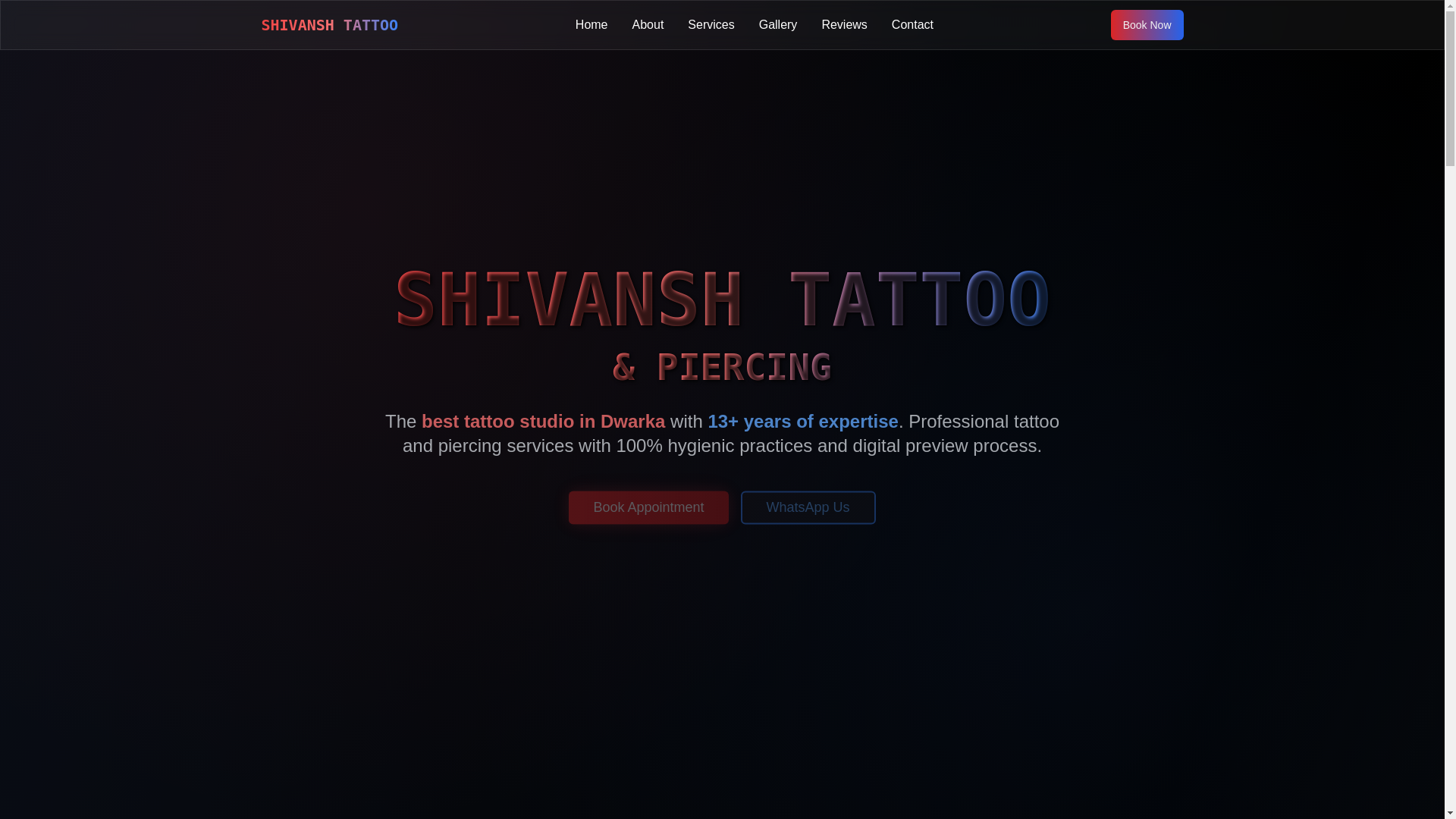 website screenshot of https://shivanshtattoo.in/