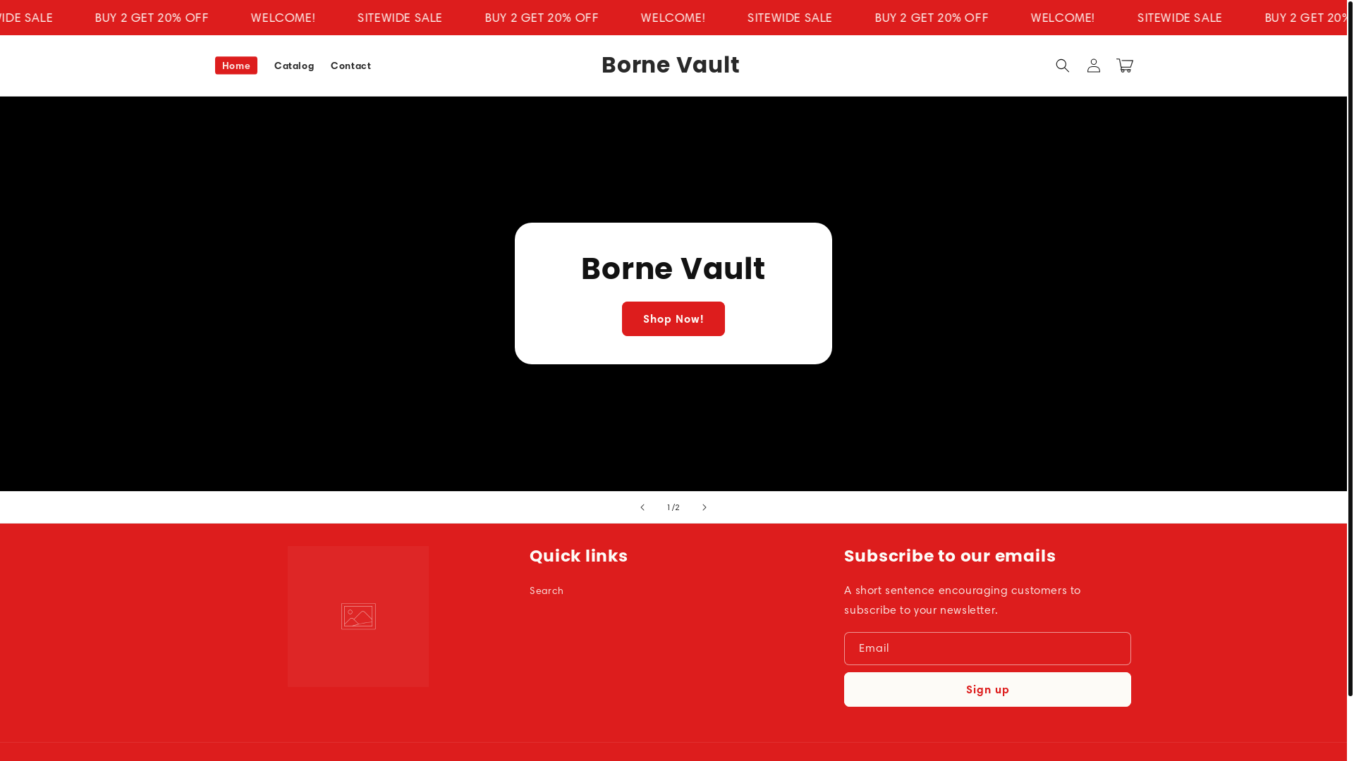 website screenshot of https://bornevault.shop/