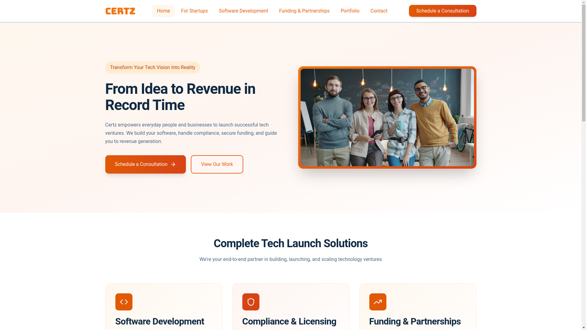 website screenshot of https://certz.ca/