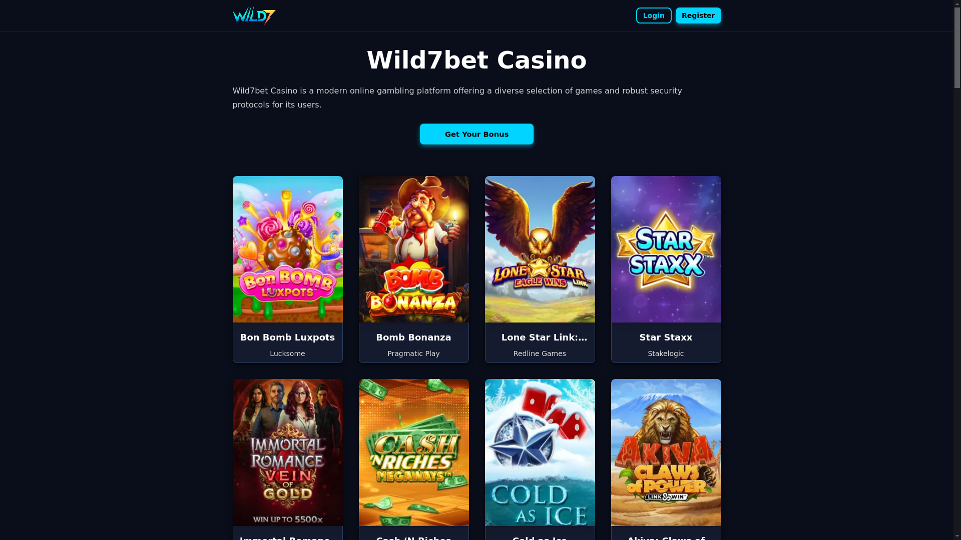 website screenshot of https://wild7bet-com.pages.dev/