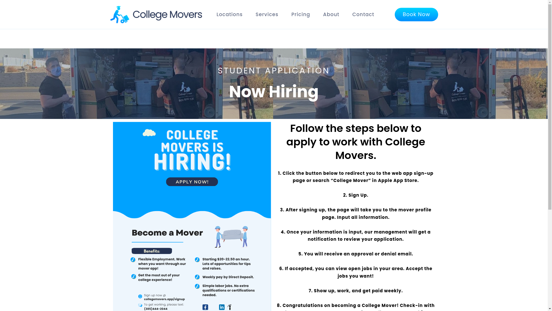 website screenshot of https://www.collegemovers.us/hiring/