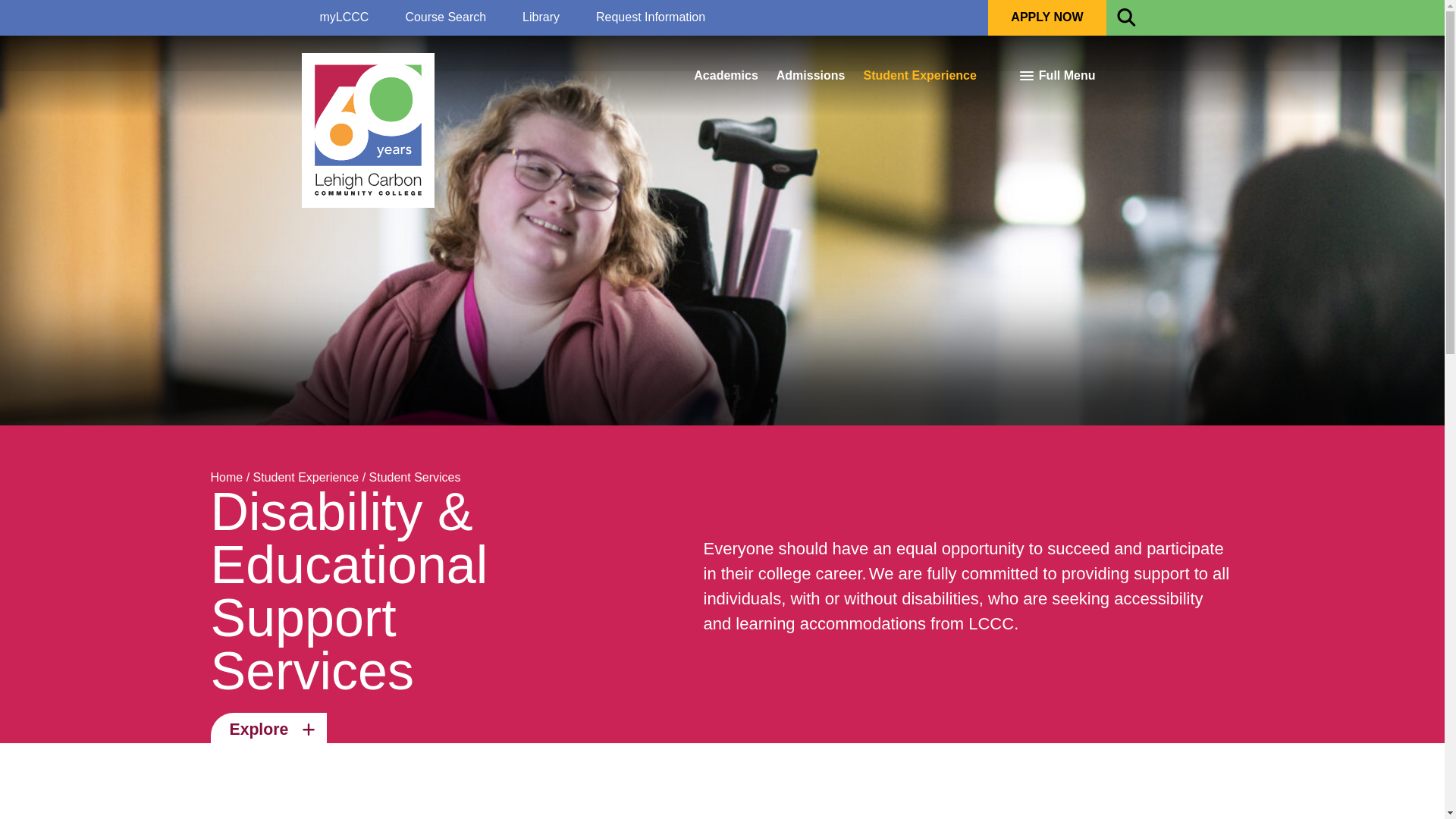 website screenshot of https://www.lccc.edu/student-experience/disability-services