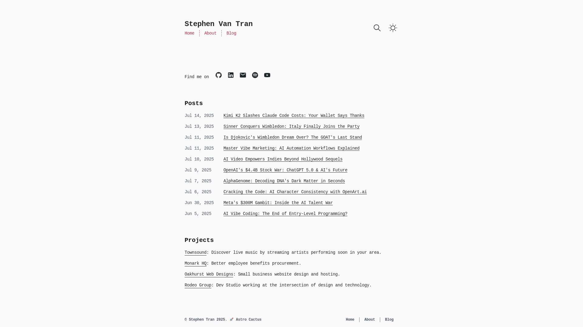 website screenshot of https://stephenvantran.pages.dev/