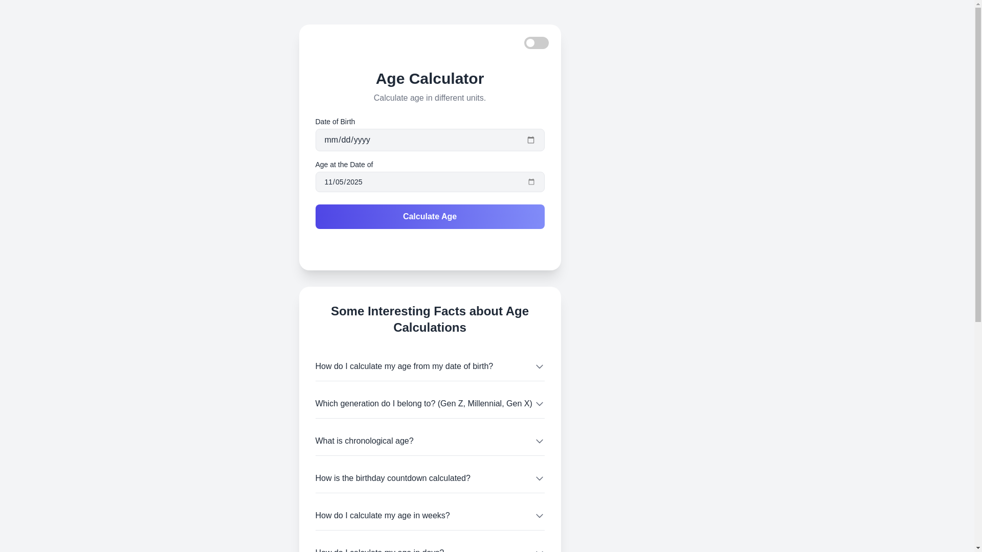 website screenshot of https://theagecalculator.pages.dev/