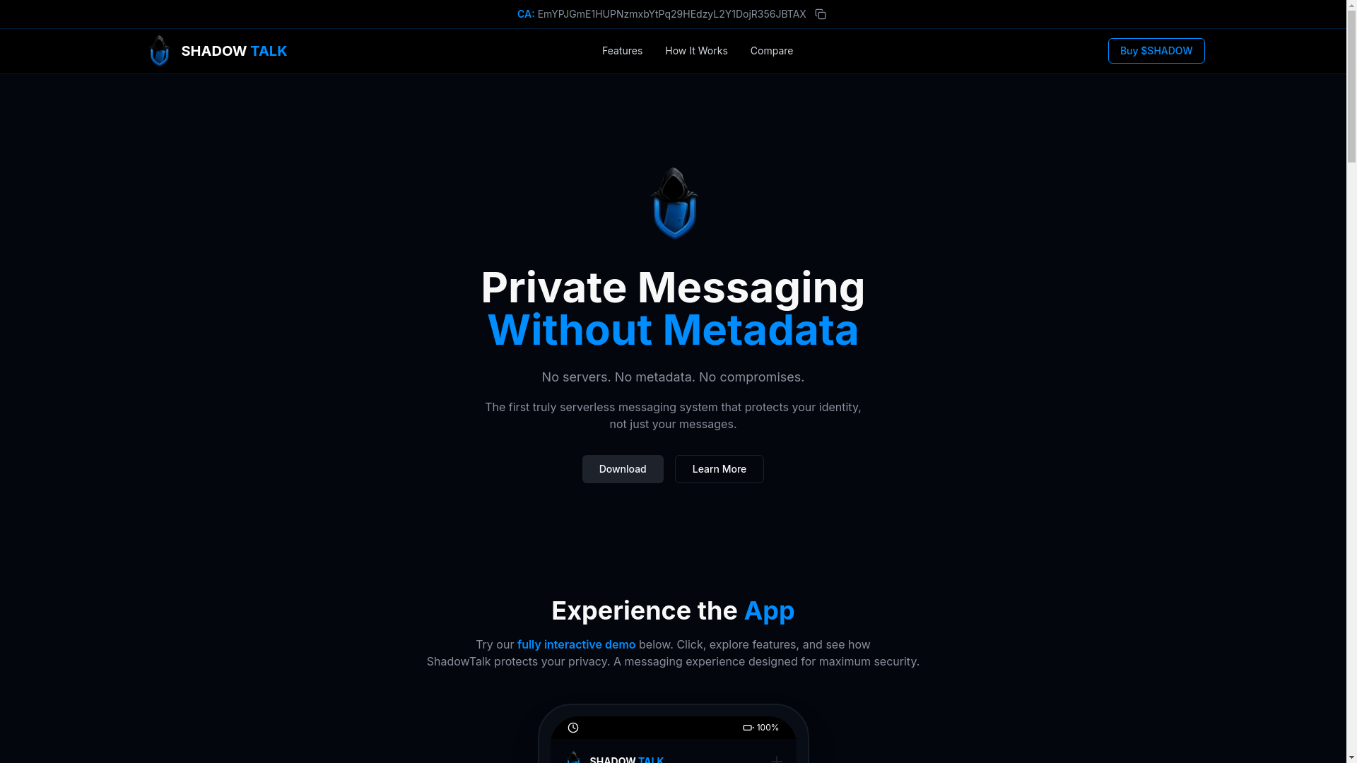 website screenshot of https://shadowtalk.online/