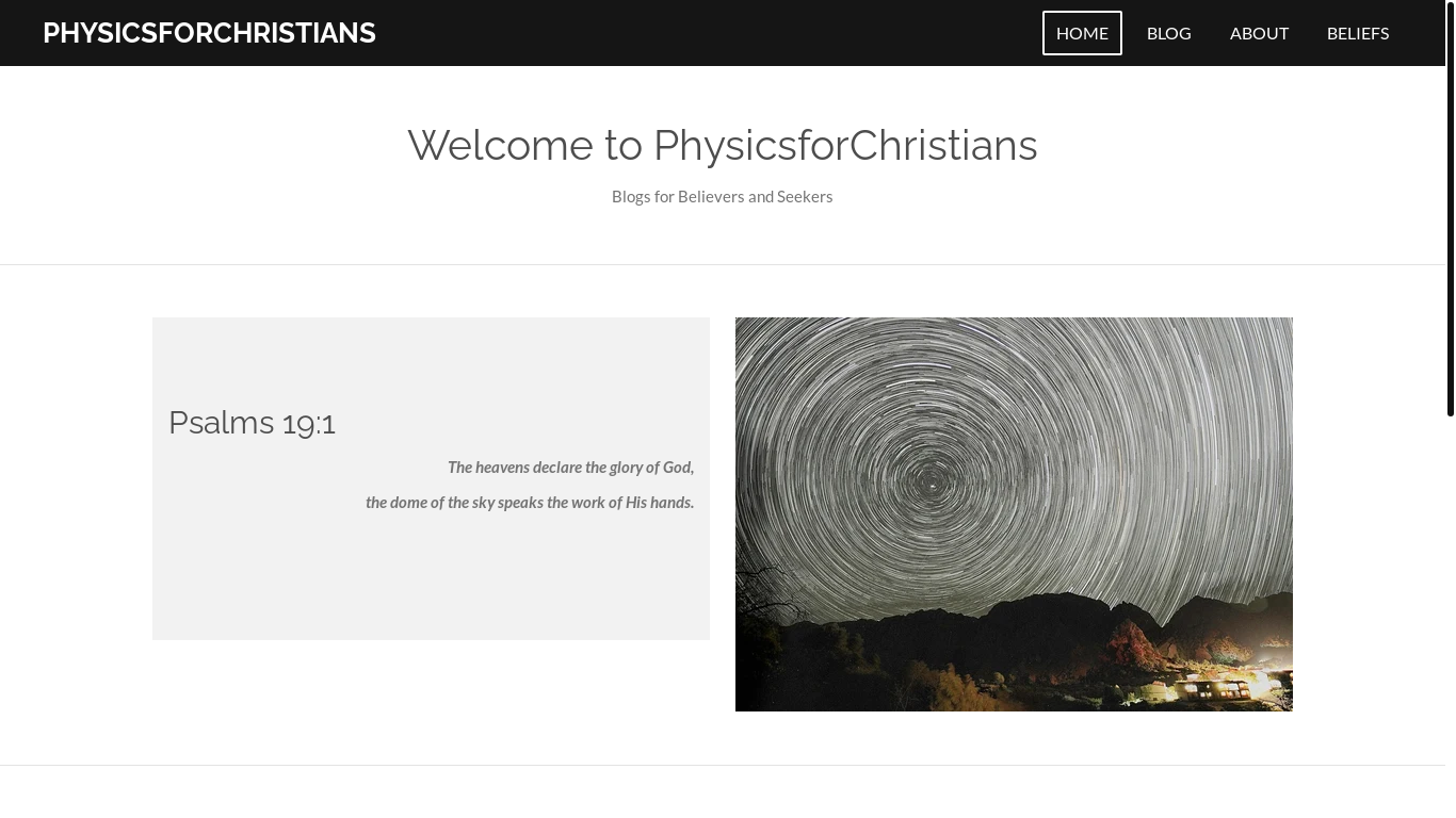 website screenshot of https://physicsforchristians.com/