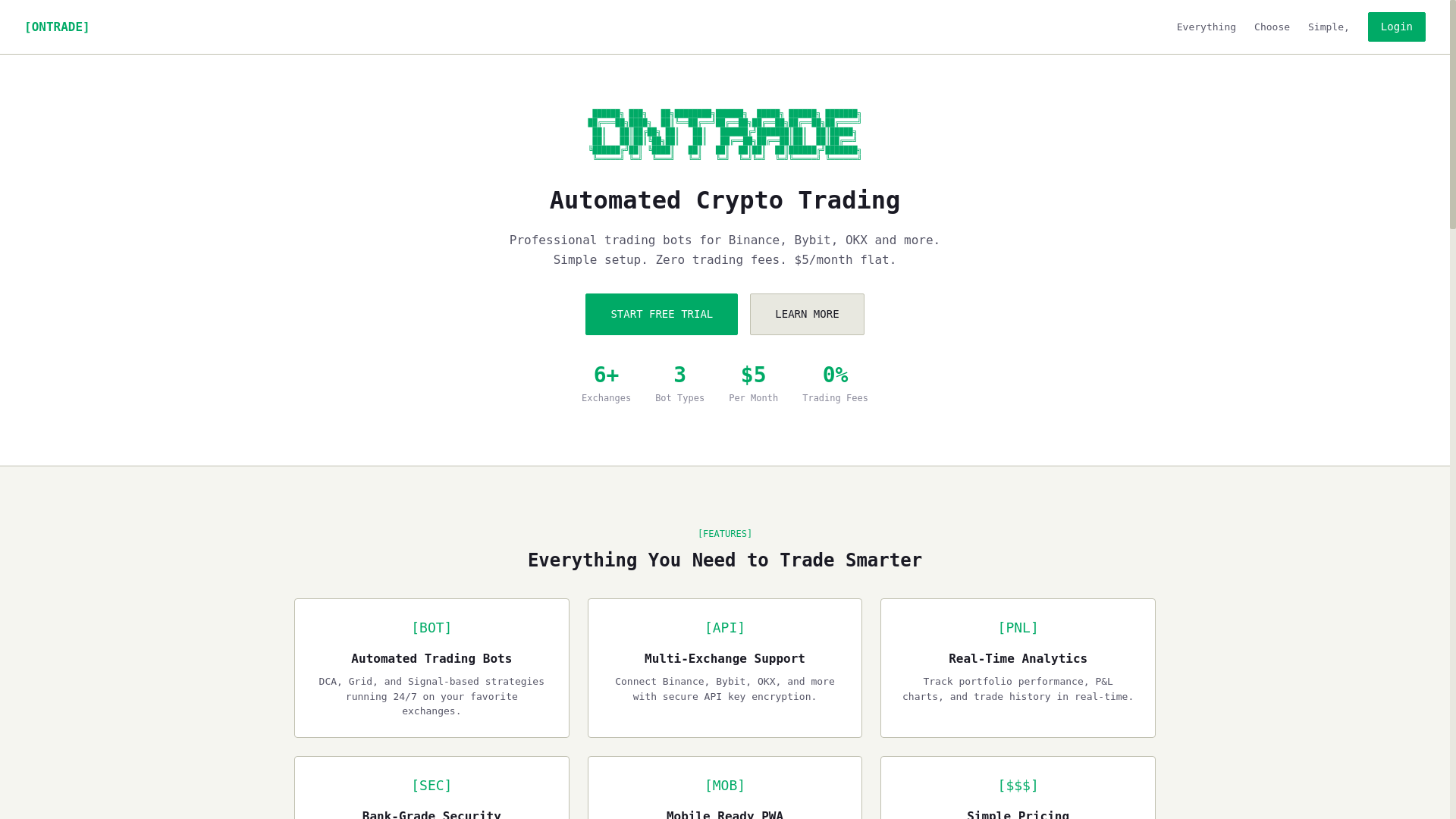 website screenshot of https://ontrade-landing.pages.dev/