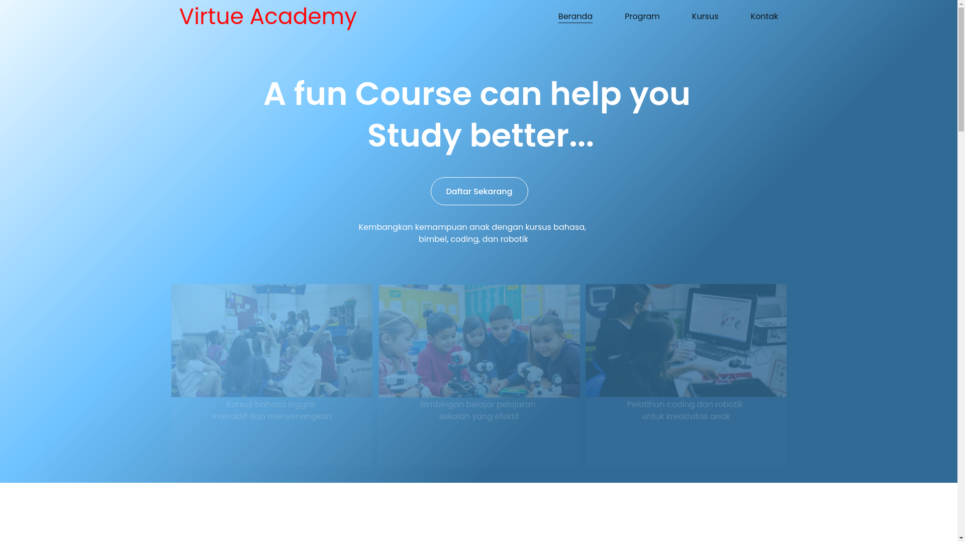 website screenshot of https://virtueacademy.id/