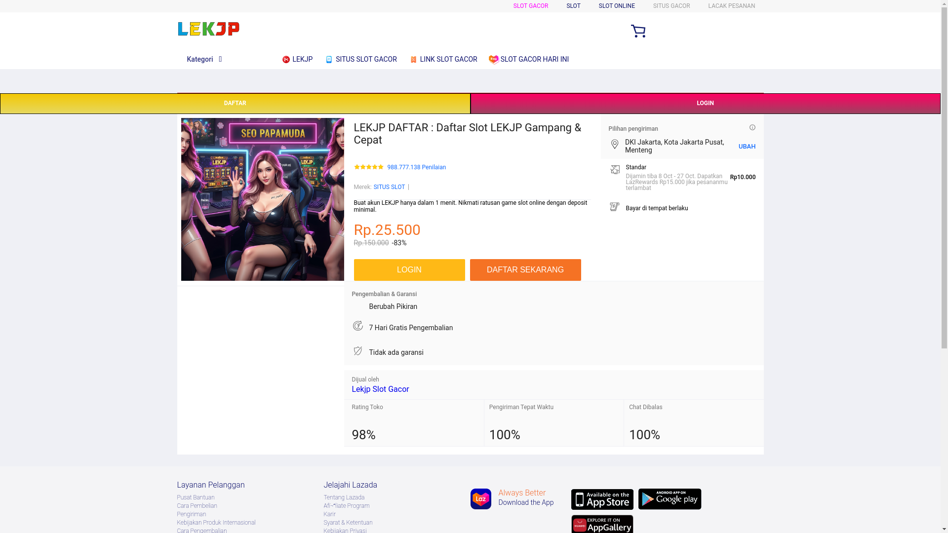 website screenshot of https://lekjp-daftar.pages.dev/