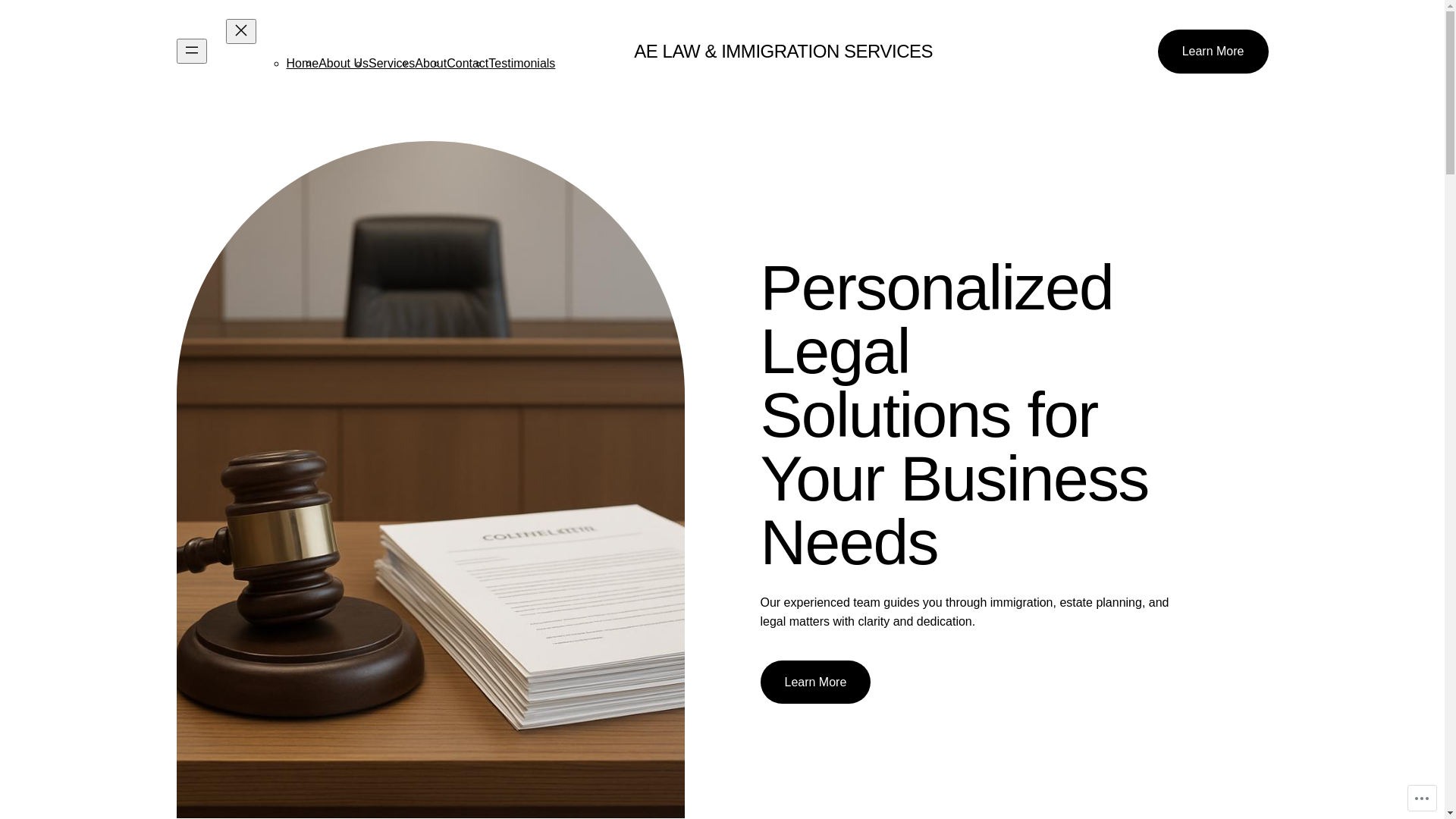 website screenshot of https://aelawimmigrationservices.ca/