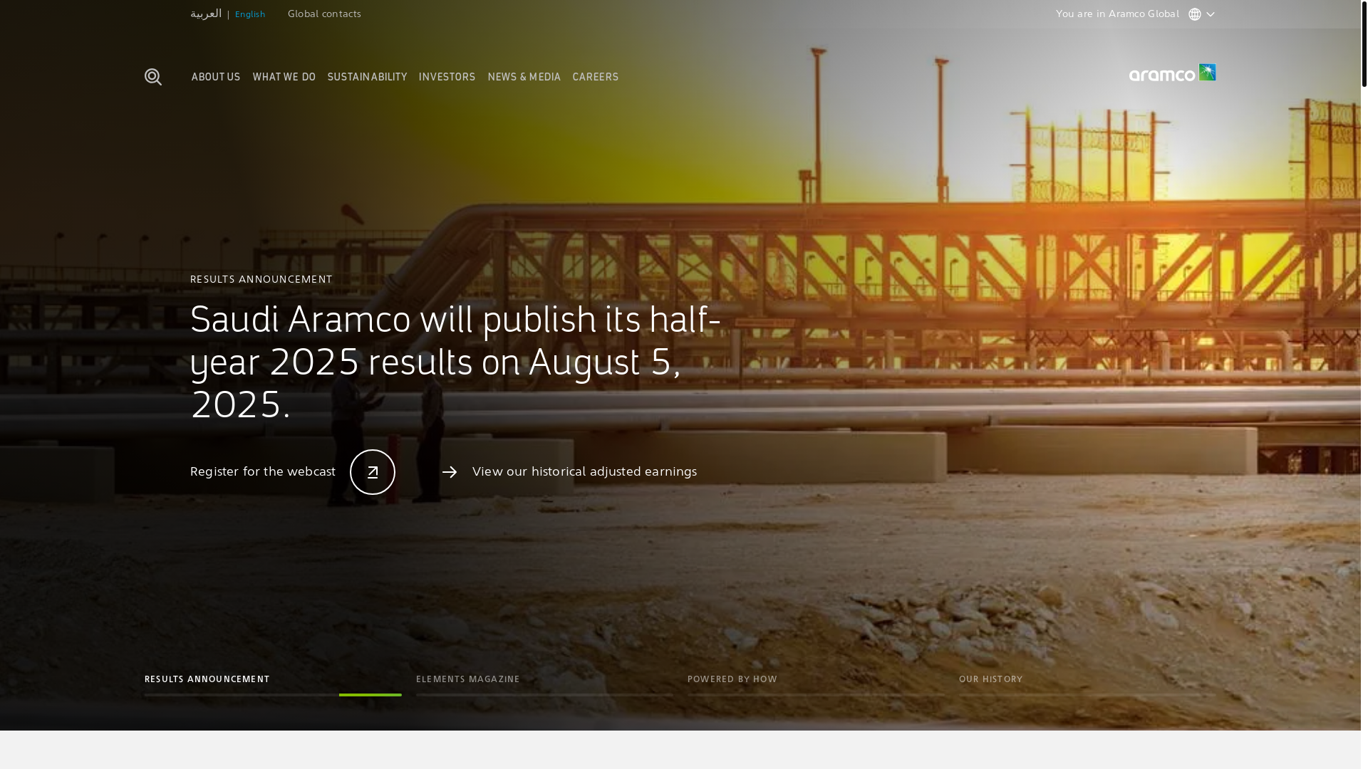 website screenshot of https://aramco.com/