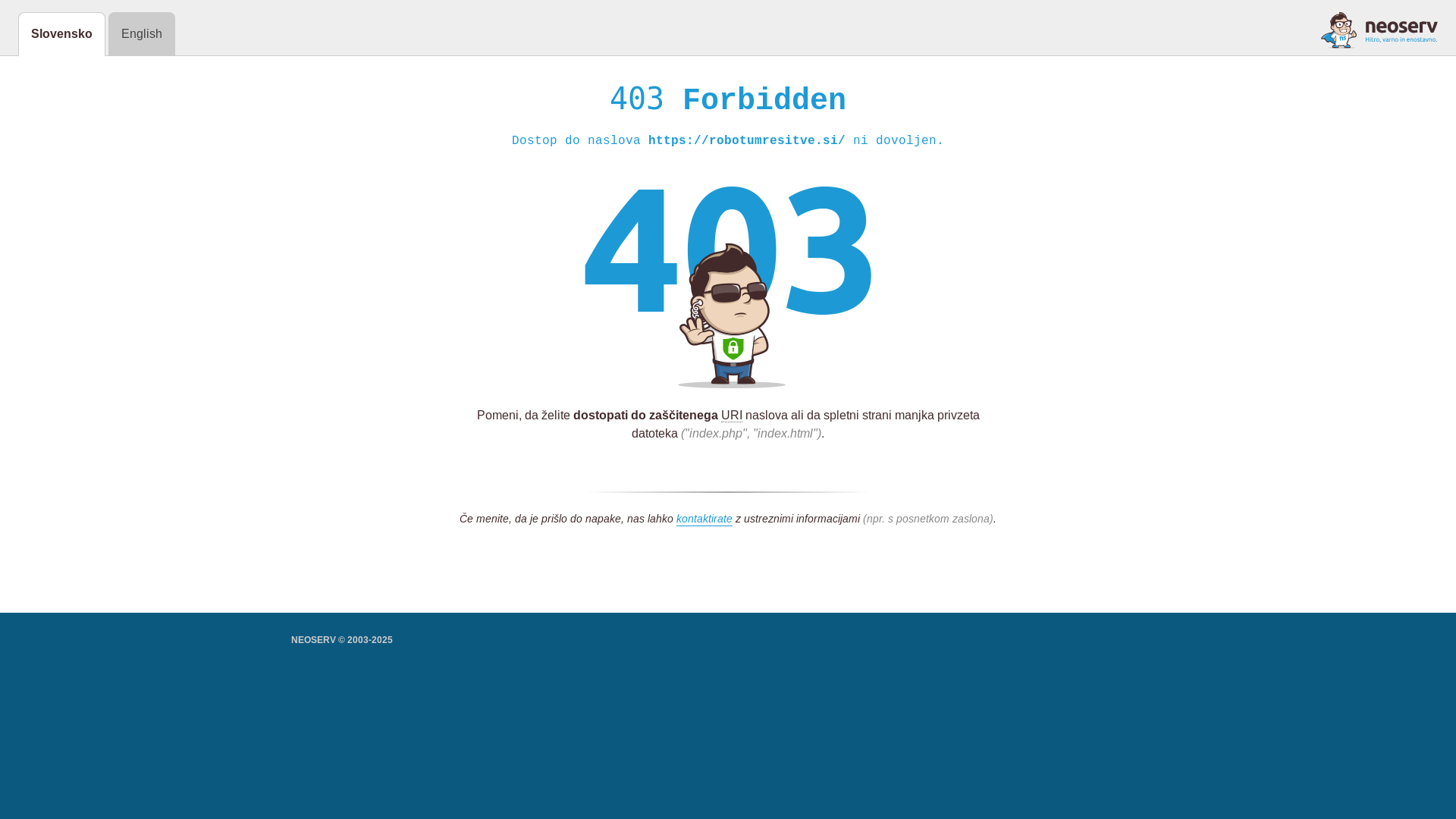 website screenshot of https://robotumresitve.si/