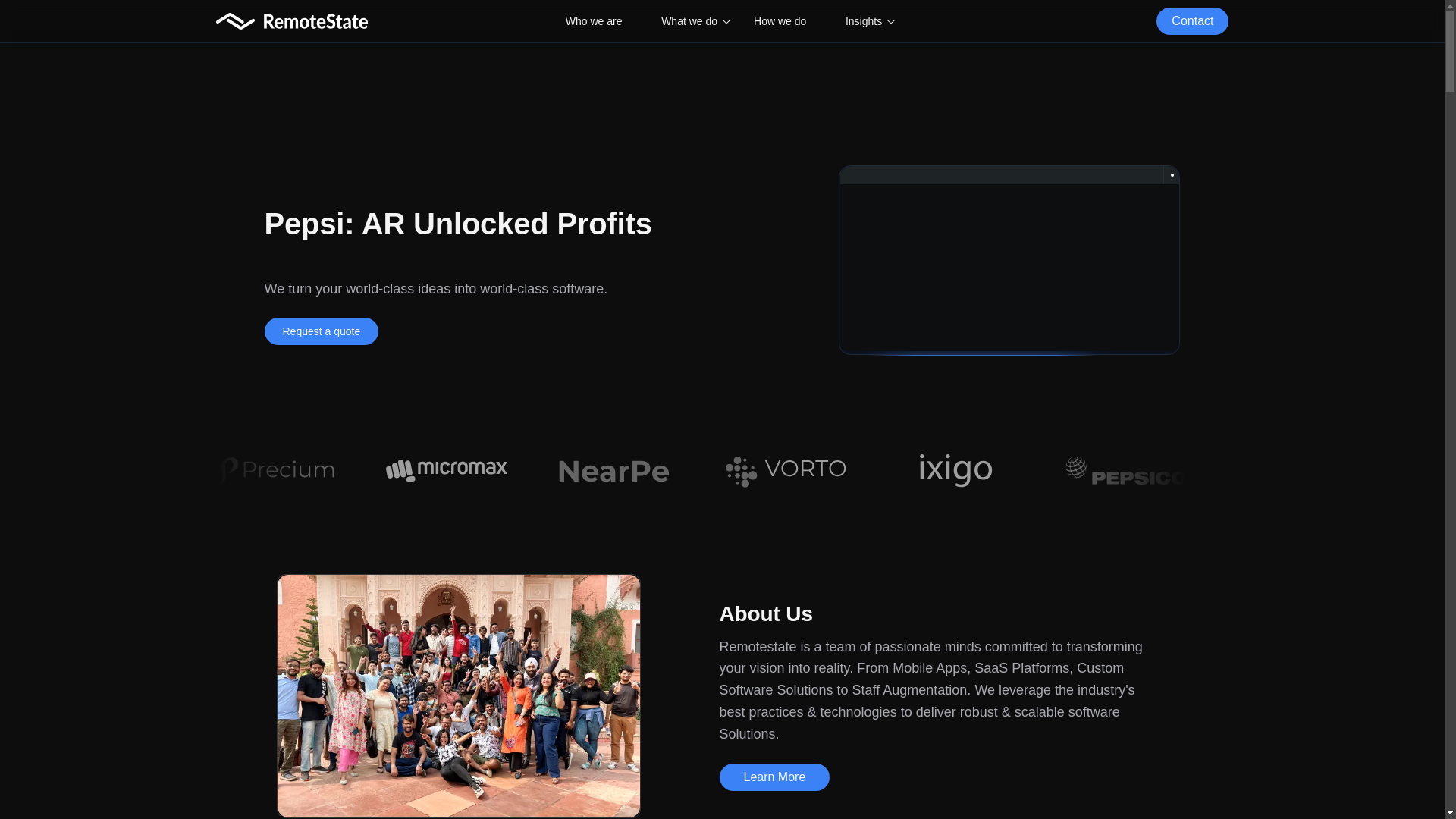 website screenshot of https://remotestate-team.com/