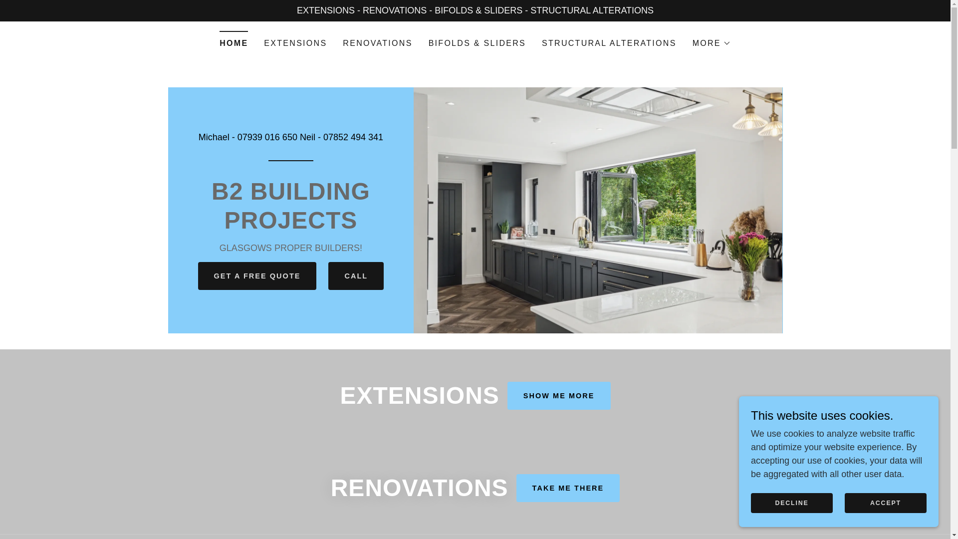 website screenshot of https://b2buildingprojects.co.uk/