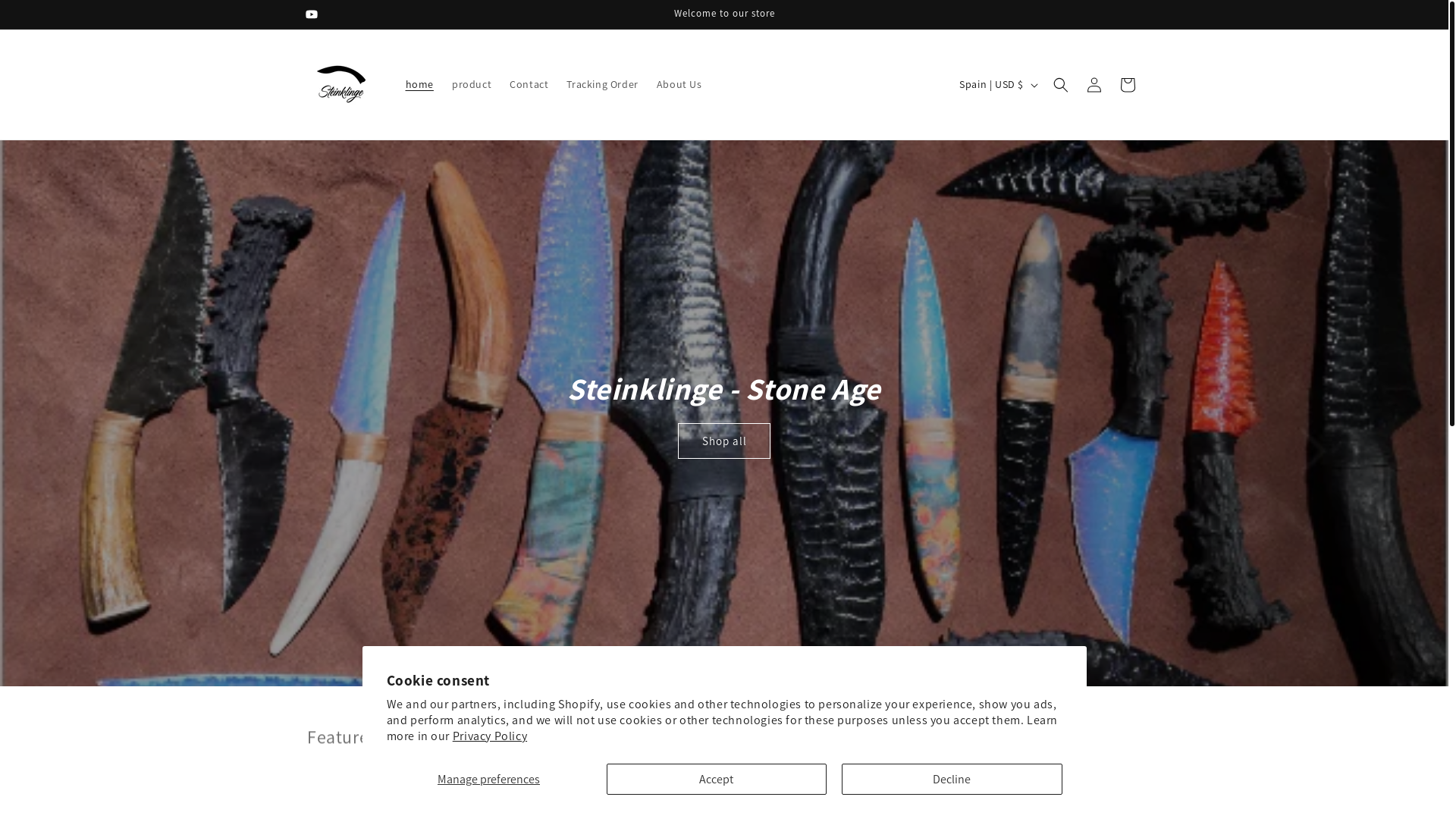 website screenshot of https://steinklinge.shop/