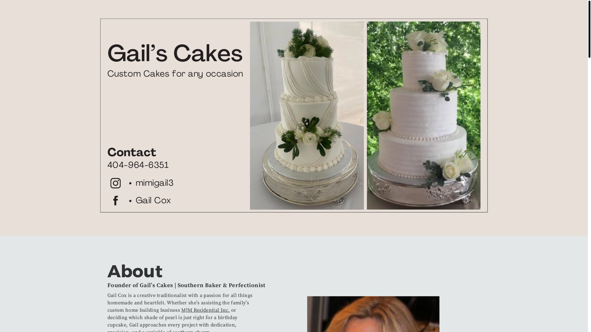 website screenshot of https://gailscakes.com/
