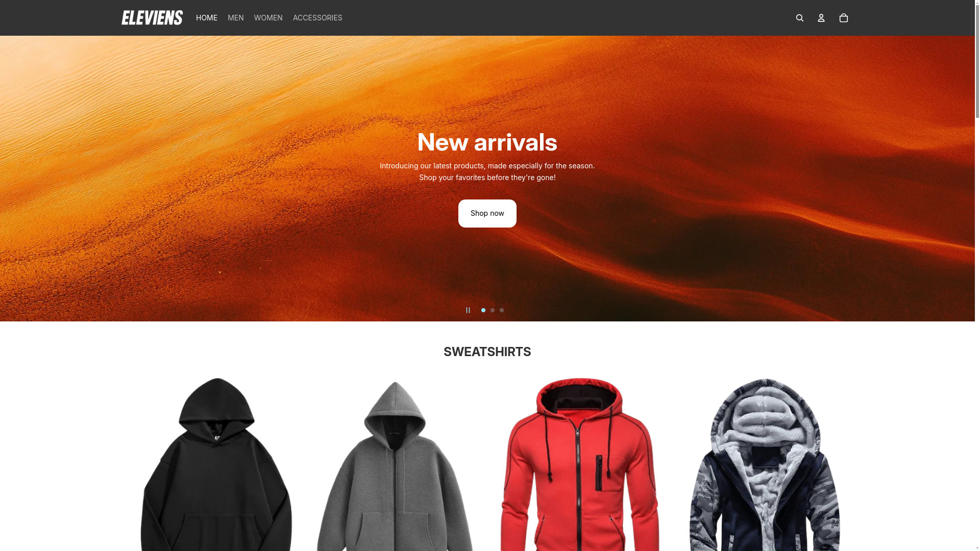 website screenshot of https://eleviens.com/
