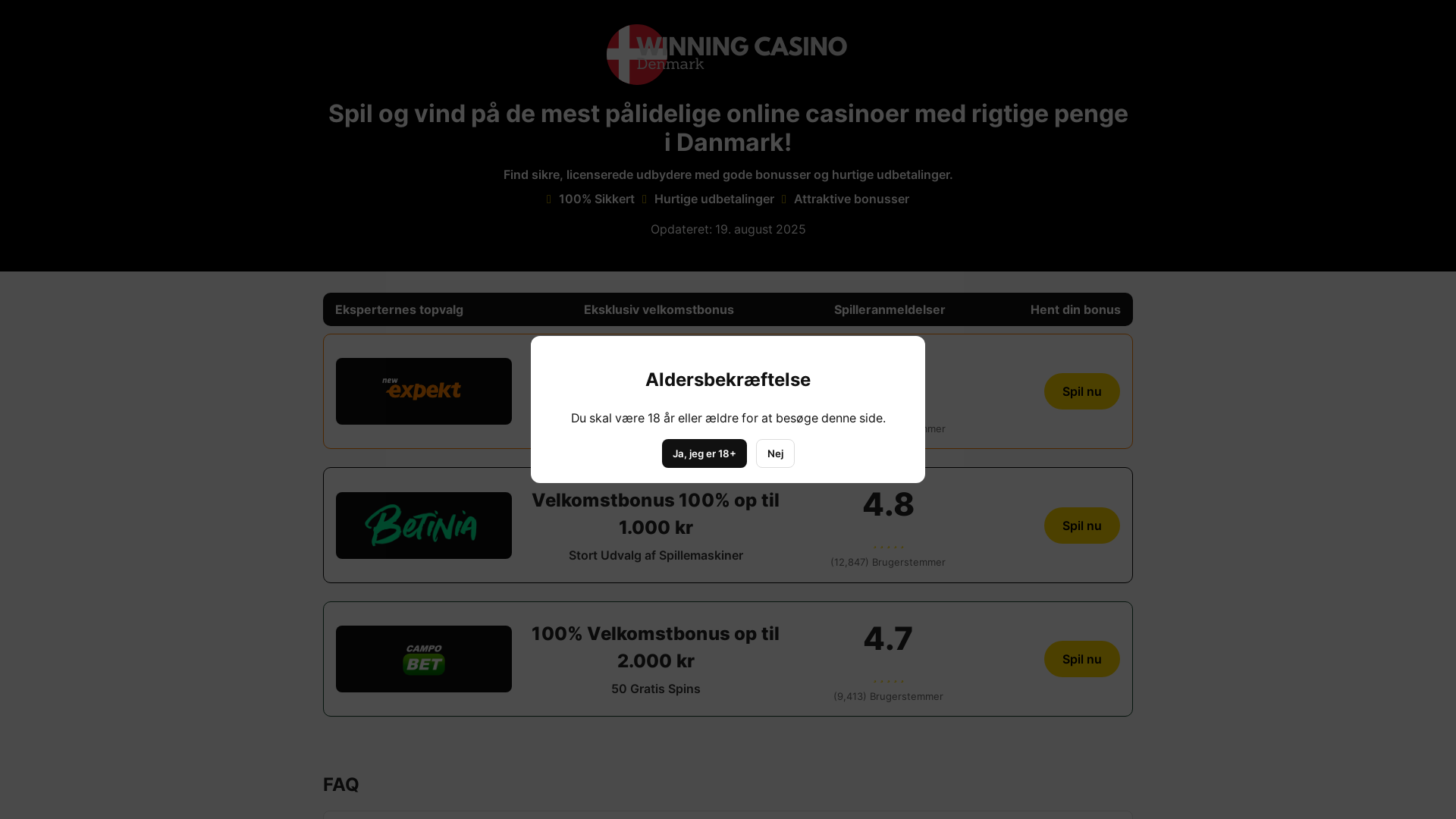 website screenshot of https://winningcasinosdk.com/