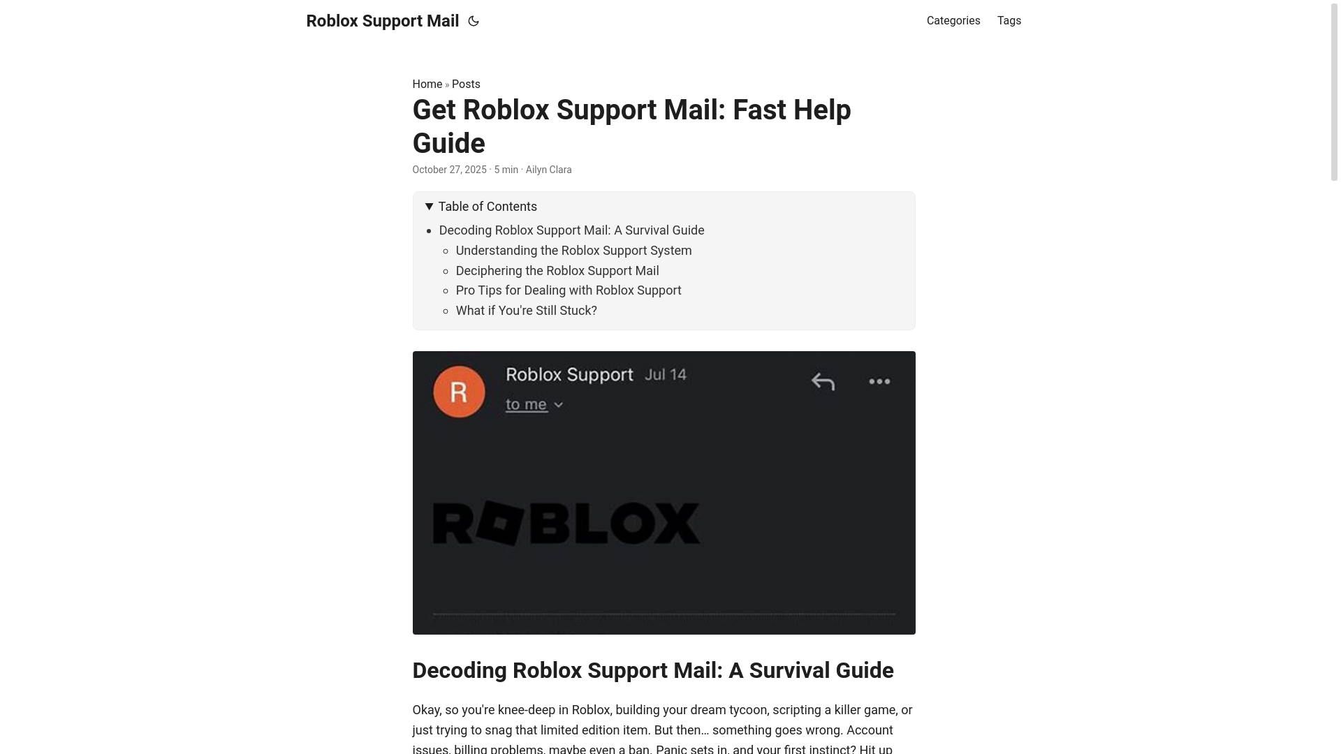 website screenshot of https://roblox-support-mail.pages.dev/