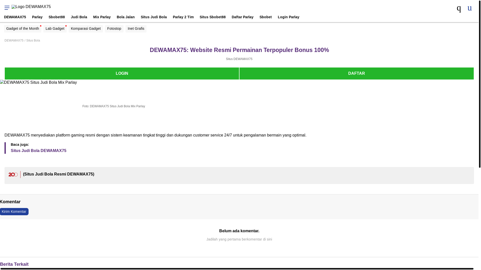 website screenshot of https://dewamax75.click/