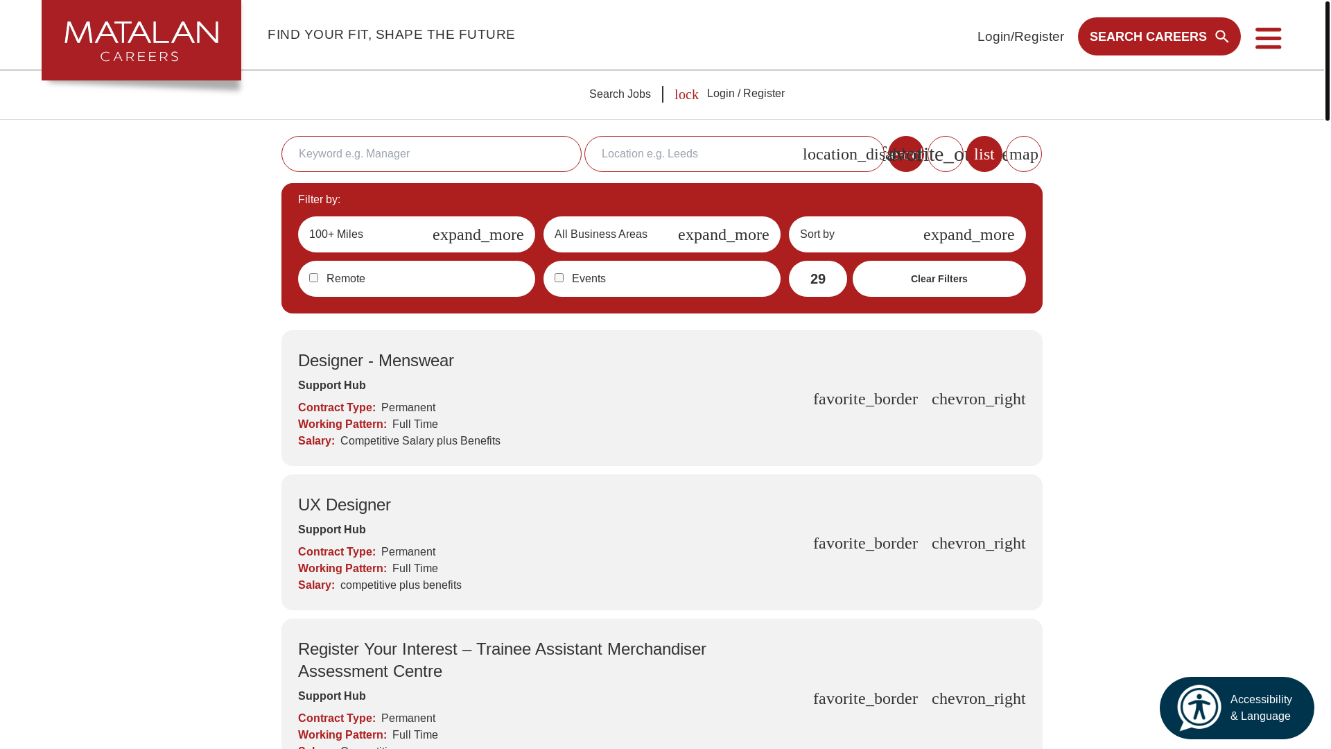 website screenshot of https://matalan.jobs/search