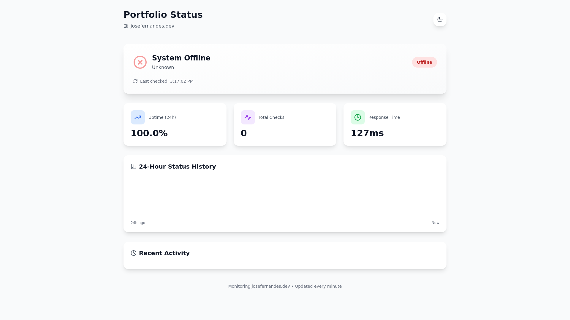website screenshot of https://josefernandes-dev-status.pages.dev/