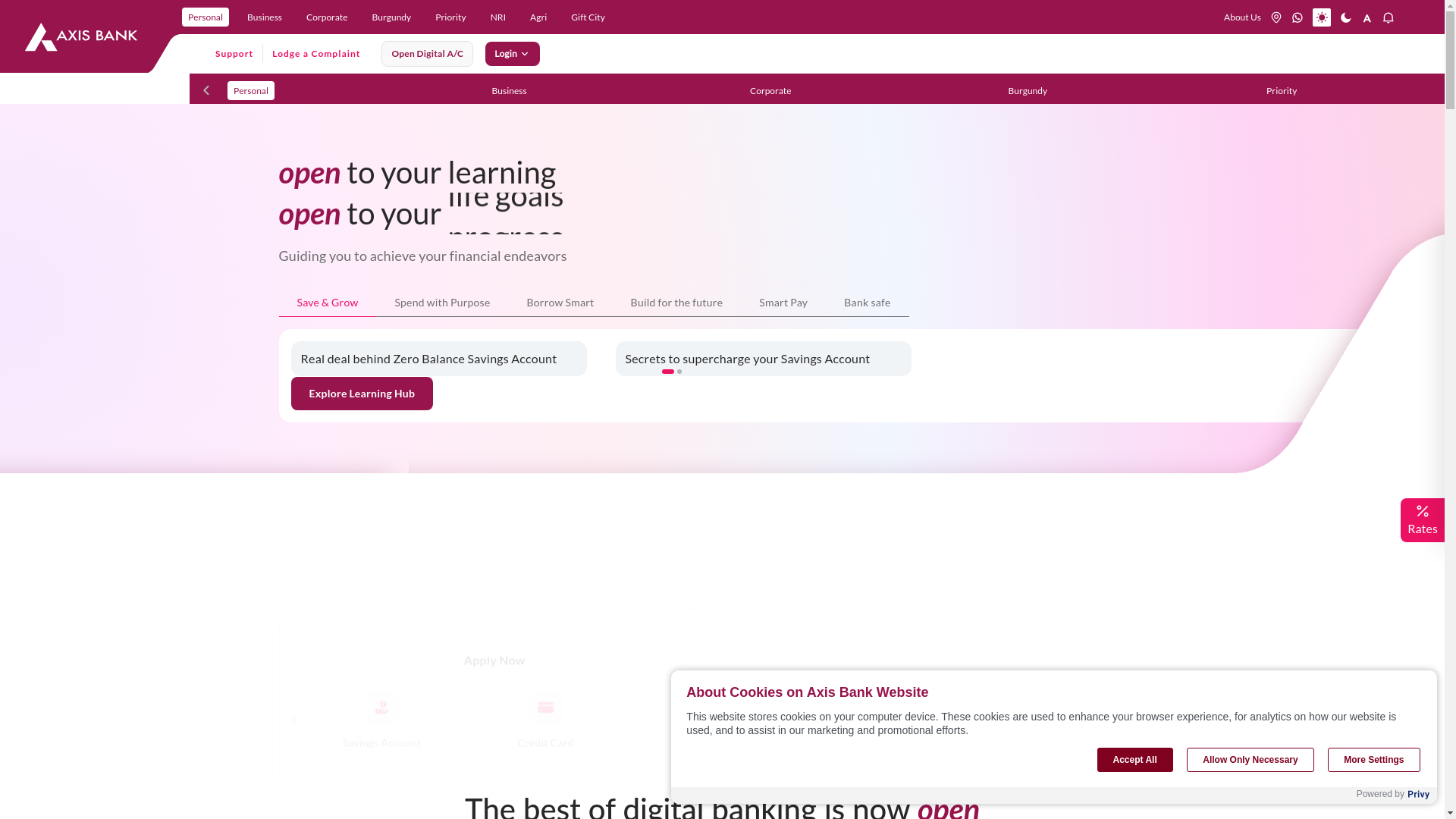 website screenshot of http://axisbank.com/Pltracker.