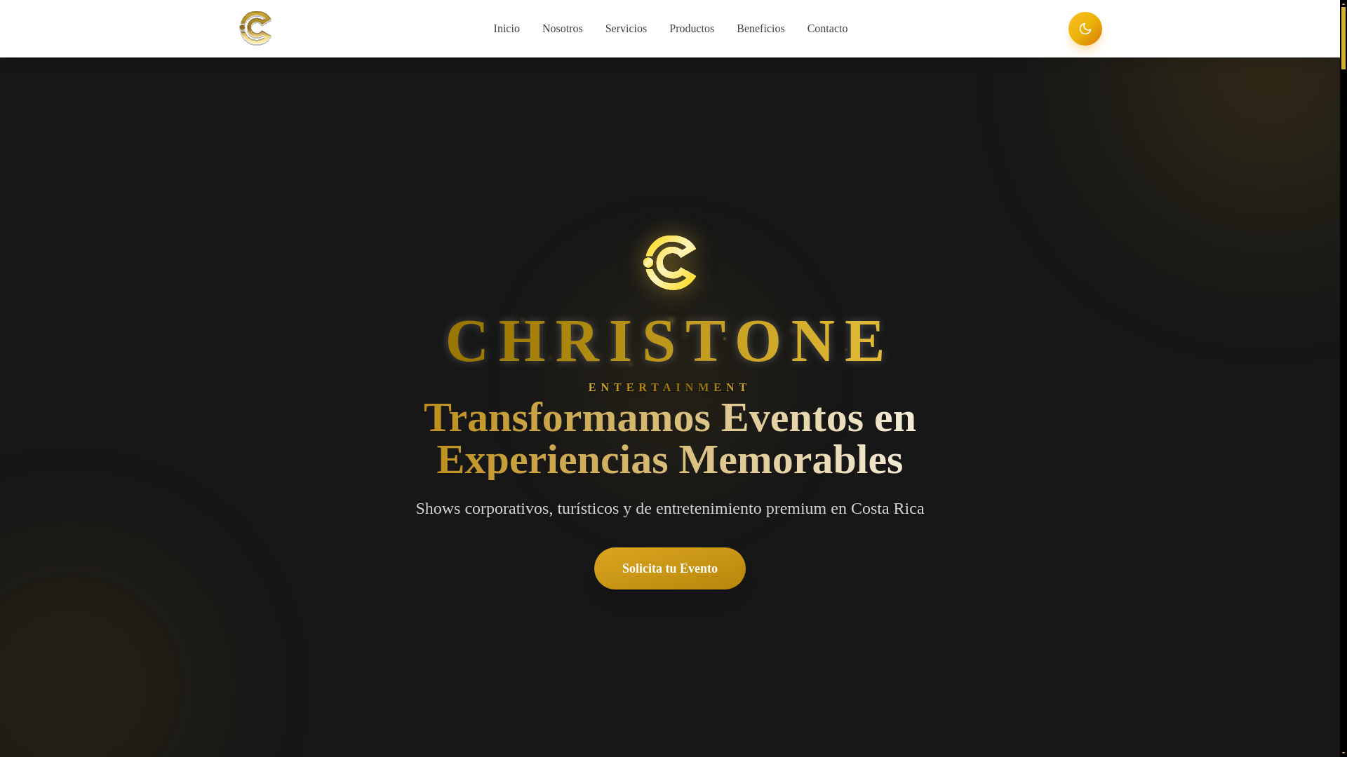 website screenshot of https://christoneentertainment.com/