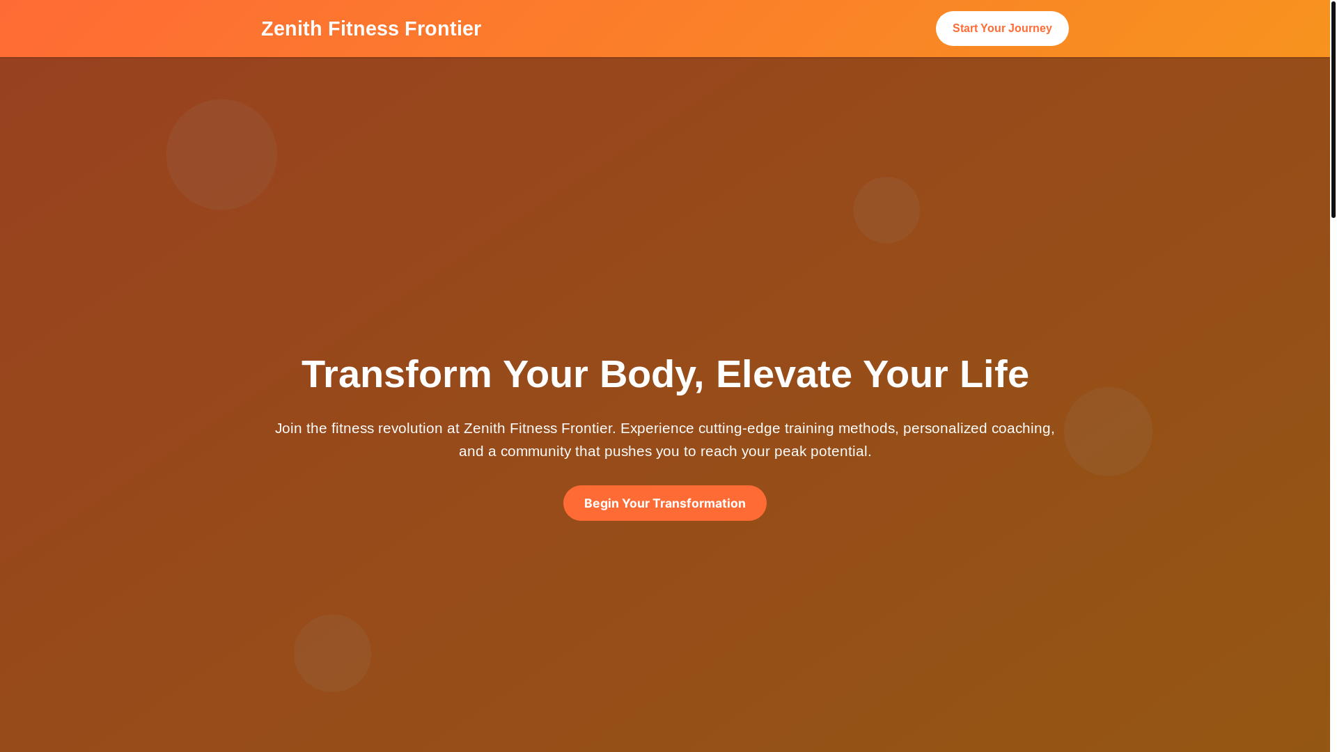 website screenshot of https://zenithfitnessfrontier.club/