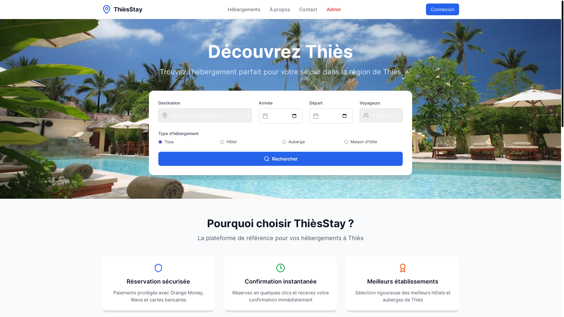 website screenshot of https://hotelthies.com/