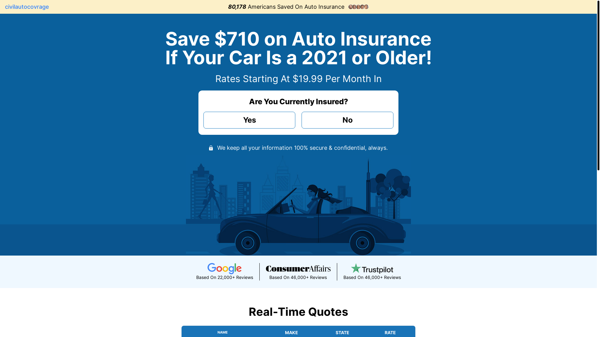 website screenshot of https://civilautocovrage.com/