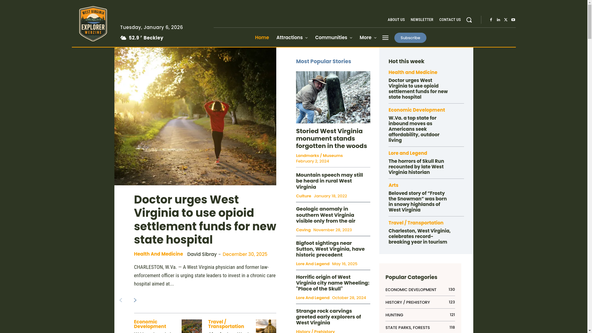 website screenshot of https://westvirginiaexplorer.com/