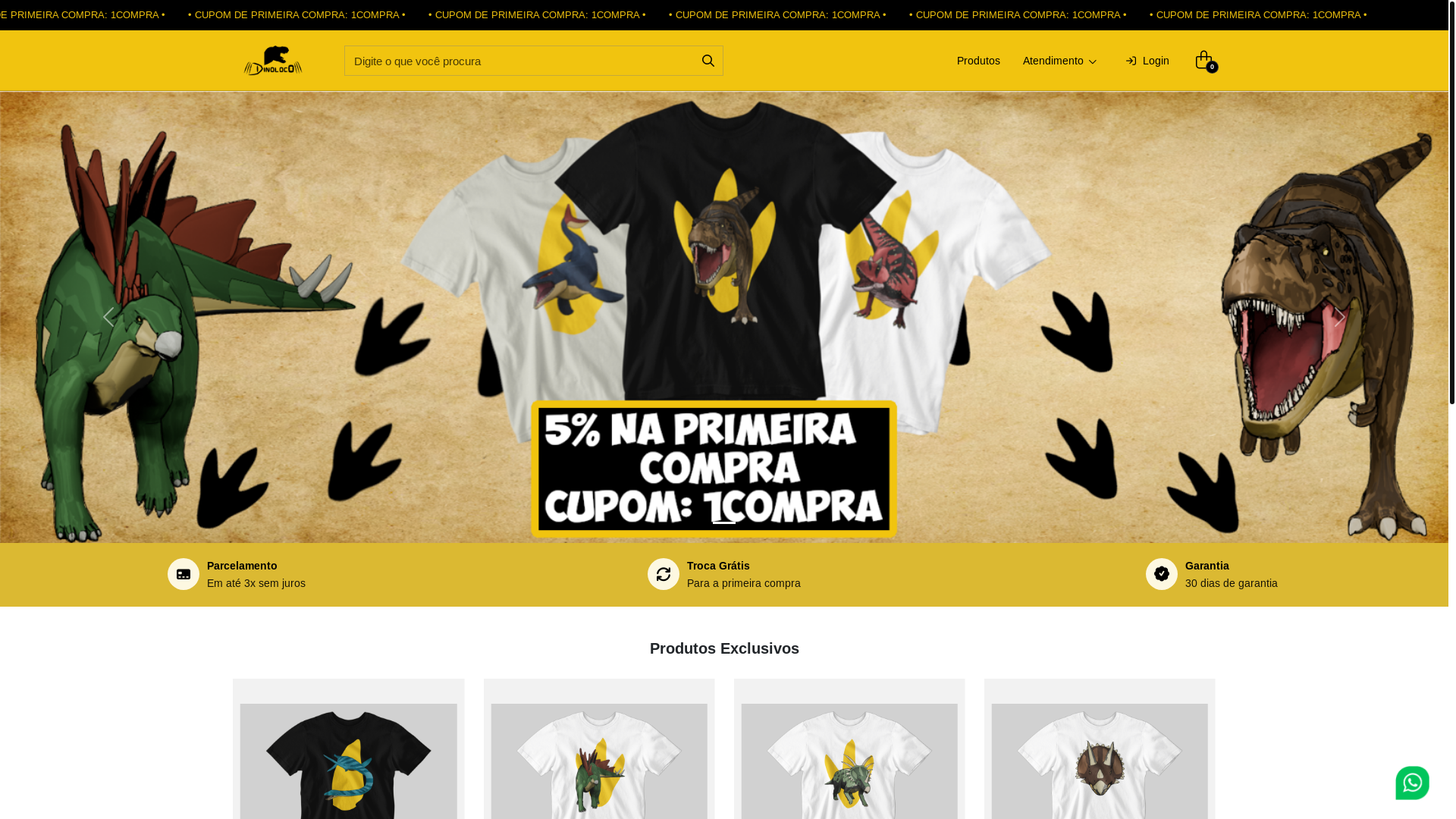 website screenshot of https://dinolocostore.com.br/