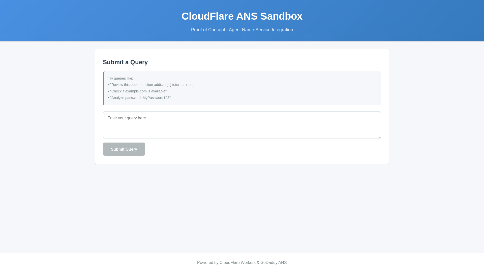 website screenshot of https://ans-sandbox-frontend.pages.dev/
