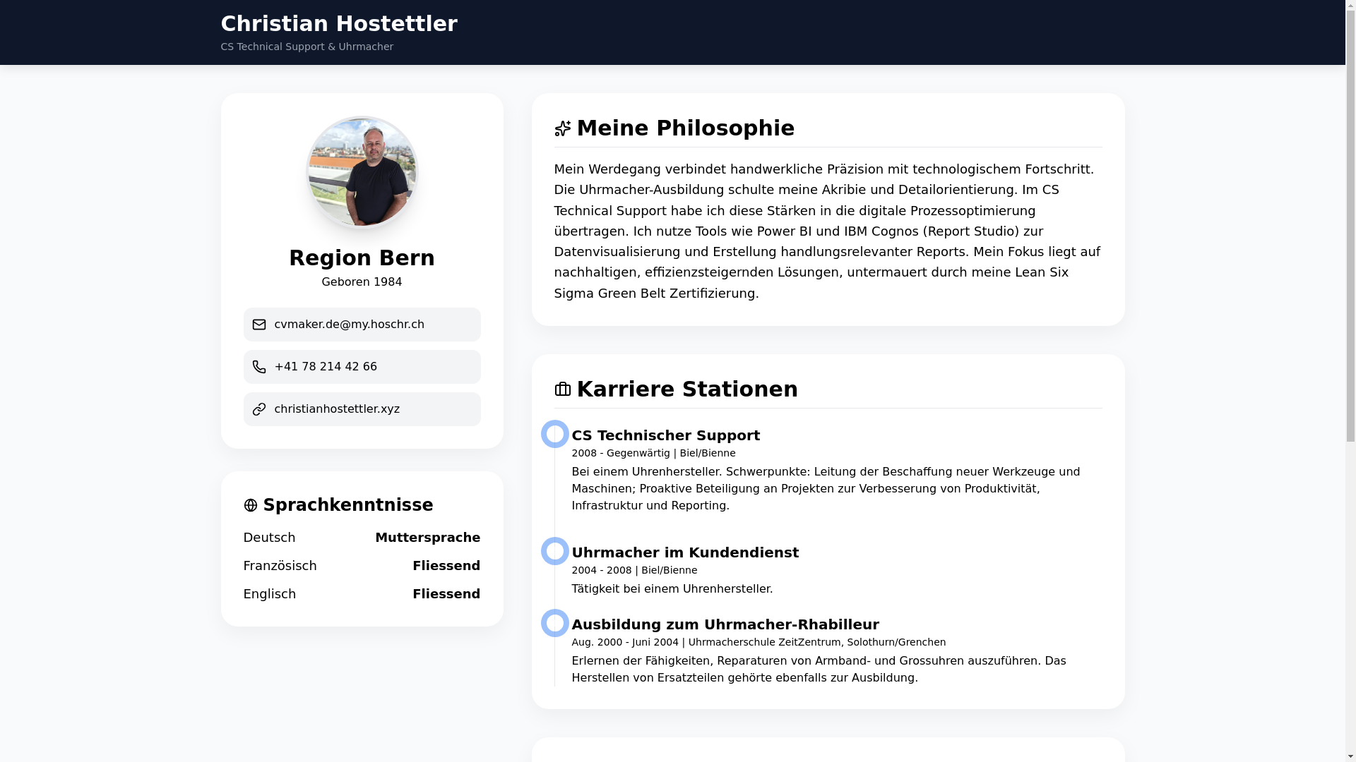 website screenshot of https://christianhostettler.xyz