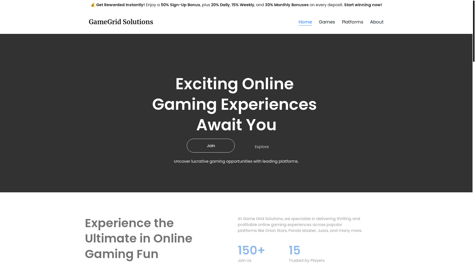 website screenshot of https://gamegridsolutions.com/