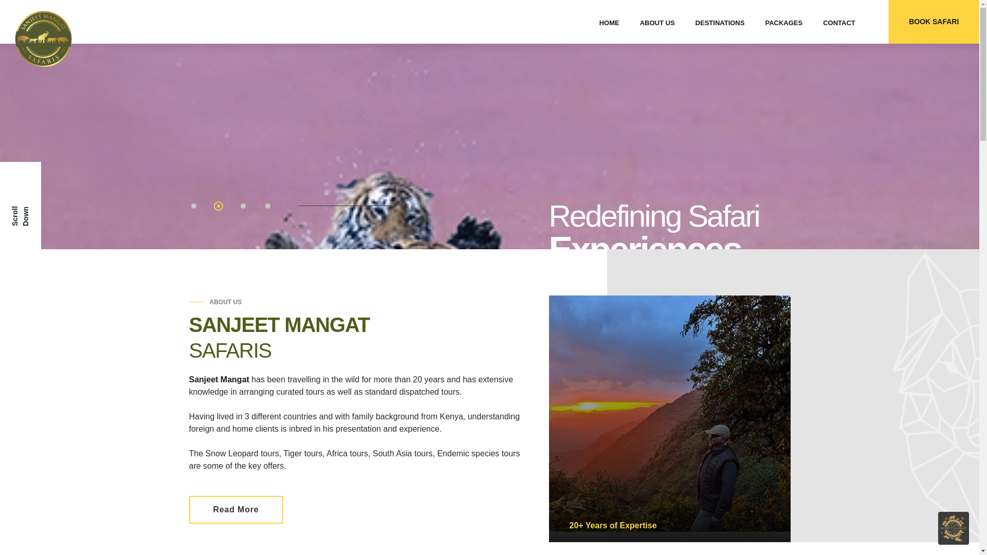 website screenshot of https://sanjeetmangatsafaris.com/