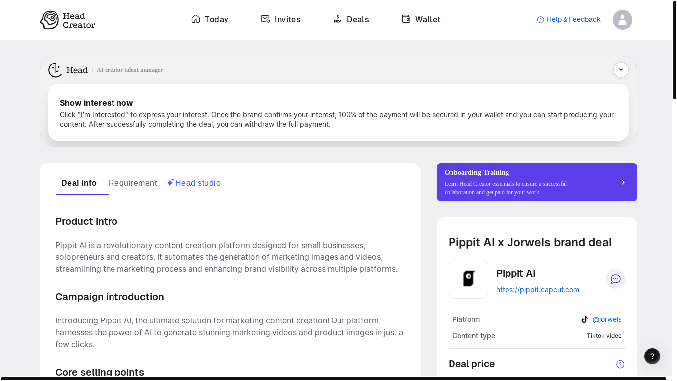website screenshot of https://platform.creator.ahaglobal.io/campaign/detail/682b5dee2e0176fd4bddc9f1